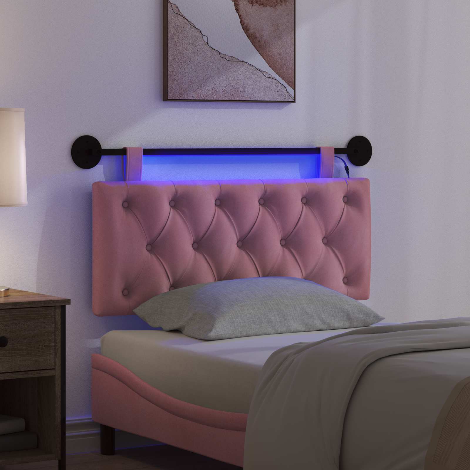 Tête de lit suspendue Avec lumière LED Rose Velours - XIOS