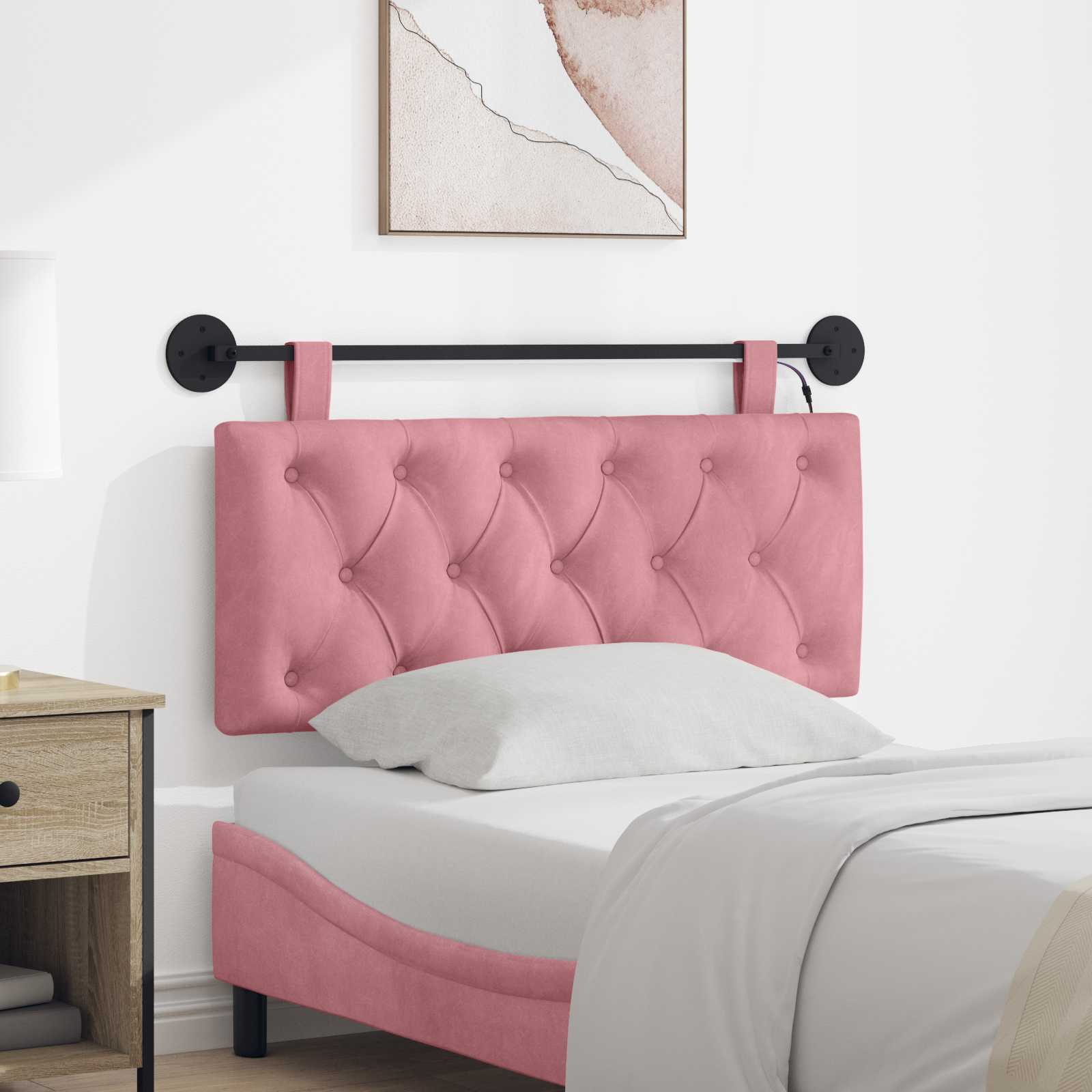 Tête de lit suspendue Avec lumière LED Rose Velours - XIOS