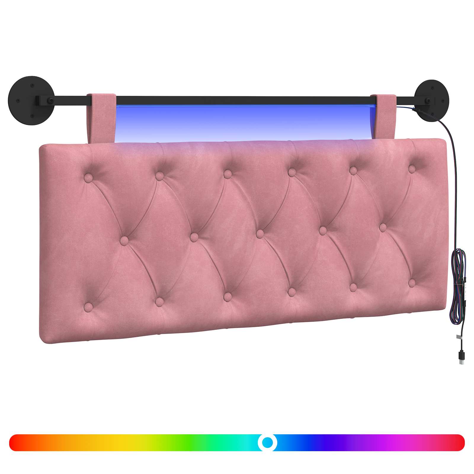 Tête de lit suspendue Avec lumière LED Rose Velours - XIOS