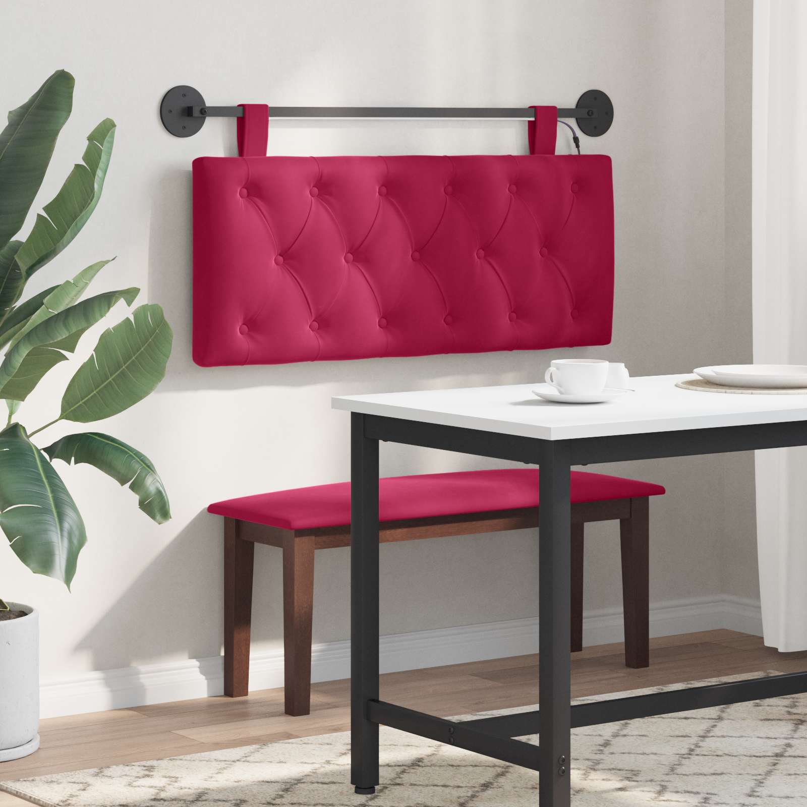 Tête de lit suspendue Avec lumière LED Bordeaux Velours - XIOS