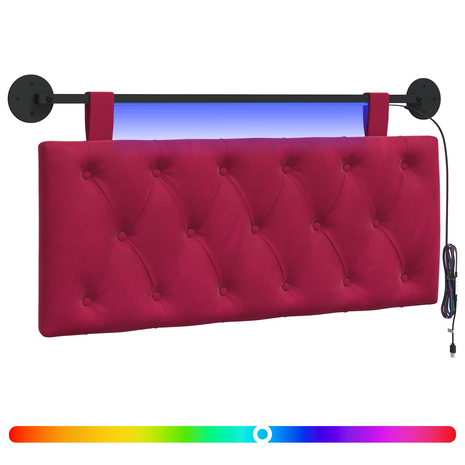 Tête de lit suspendue Avec lumière LED Bordeaux Velours - XIOS