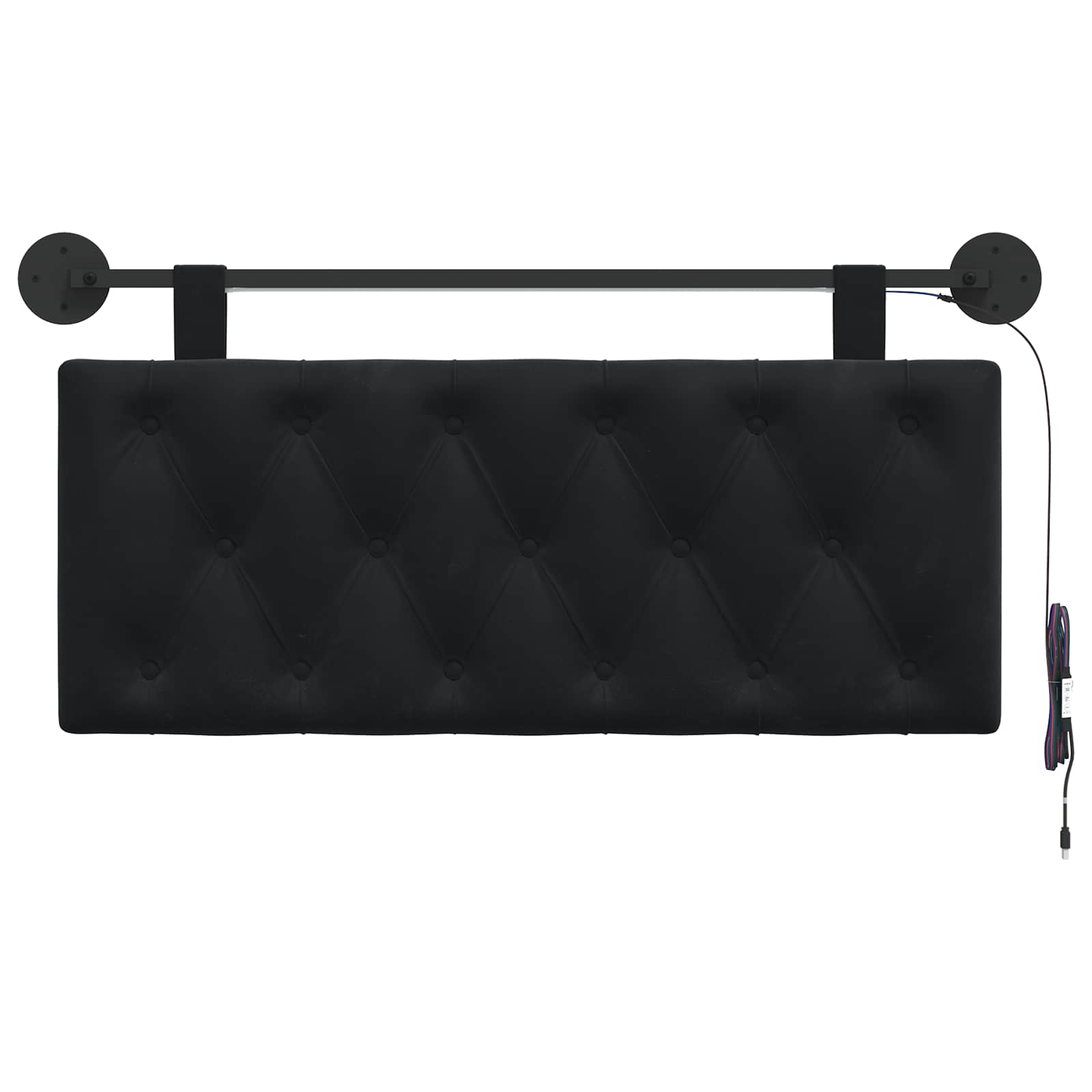 Tête de lit suspendue Avec lumière LED Noir Velours - XIOS