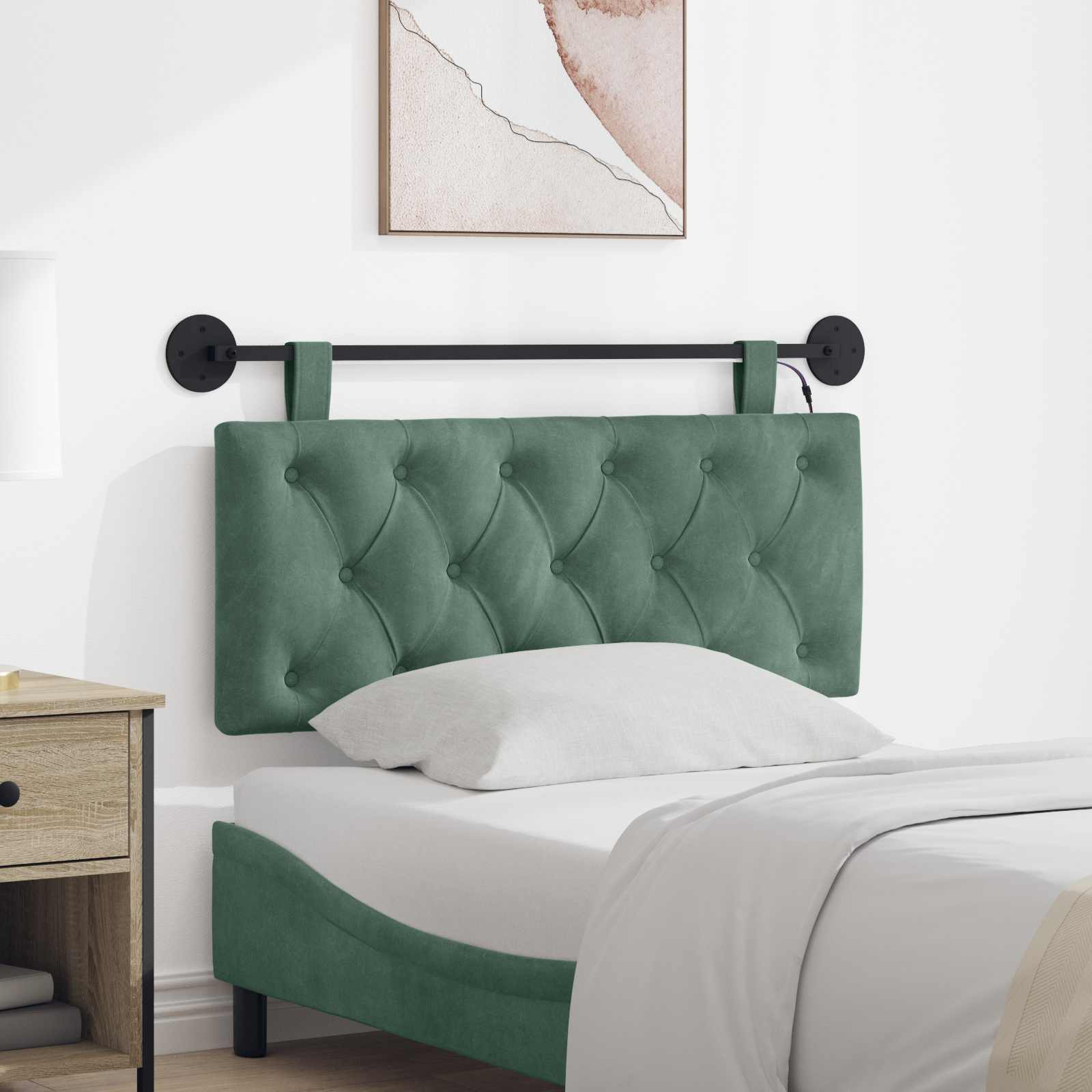 Tête de lit suspendue Avec lumière LED Vert Mer Velours - XIOS