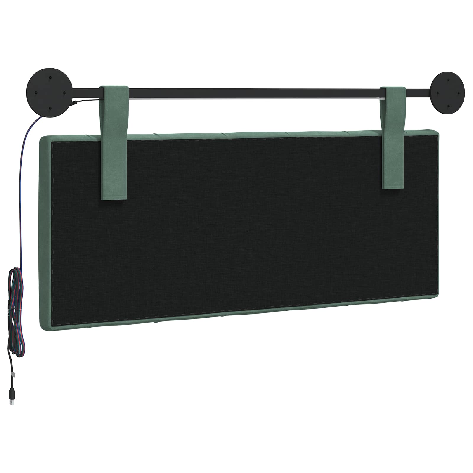 Tête de lit suspendue Avec lumière LED Vert Mer Velours - XIOS