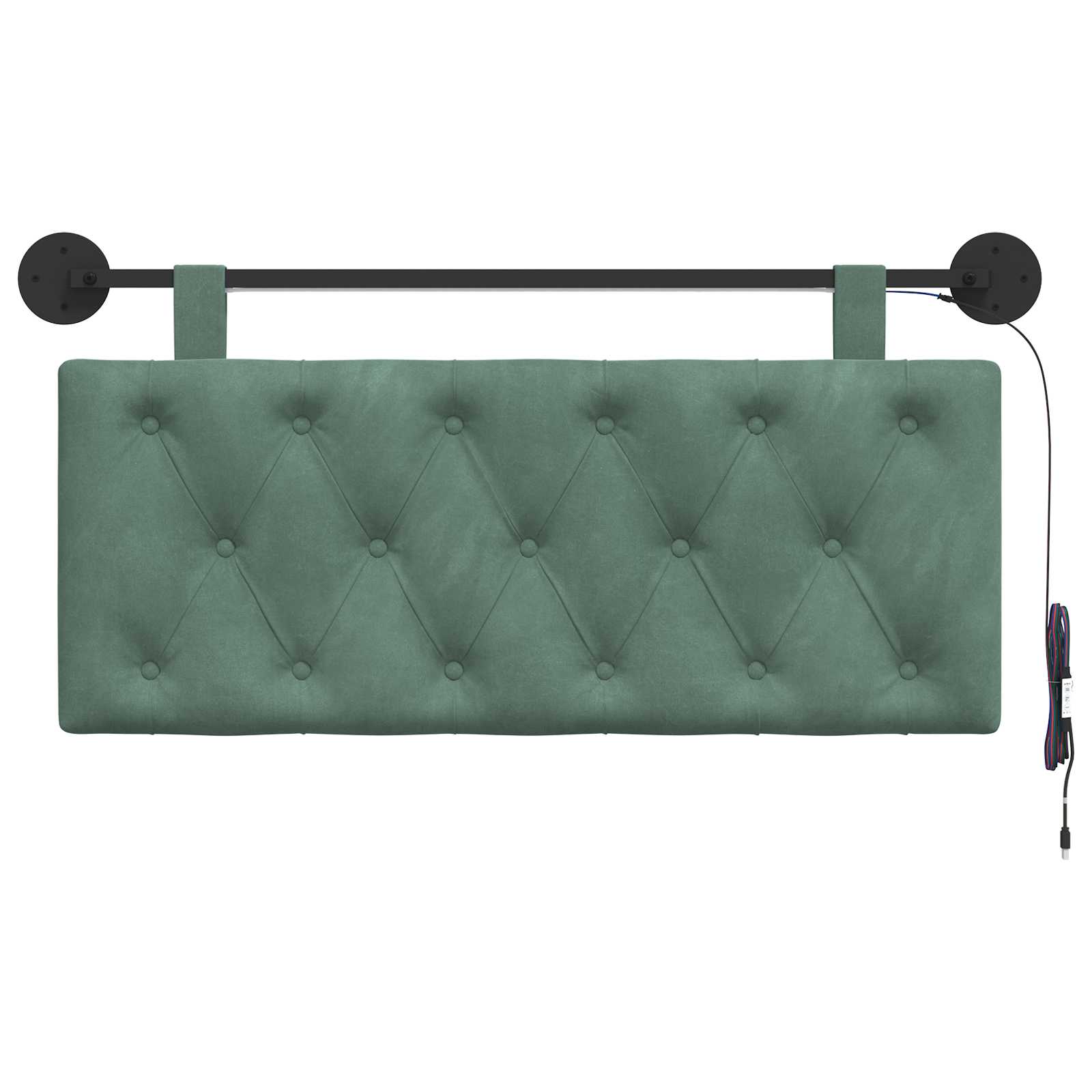 Tête de lit suspendue Avec lumière LED Vert Mer Velours - XIOS