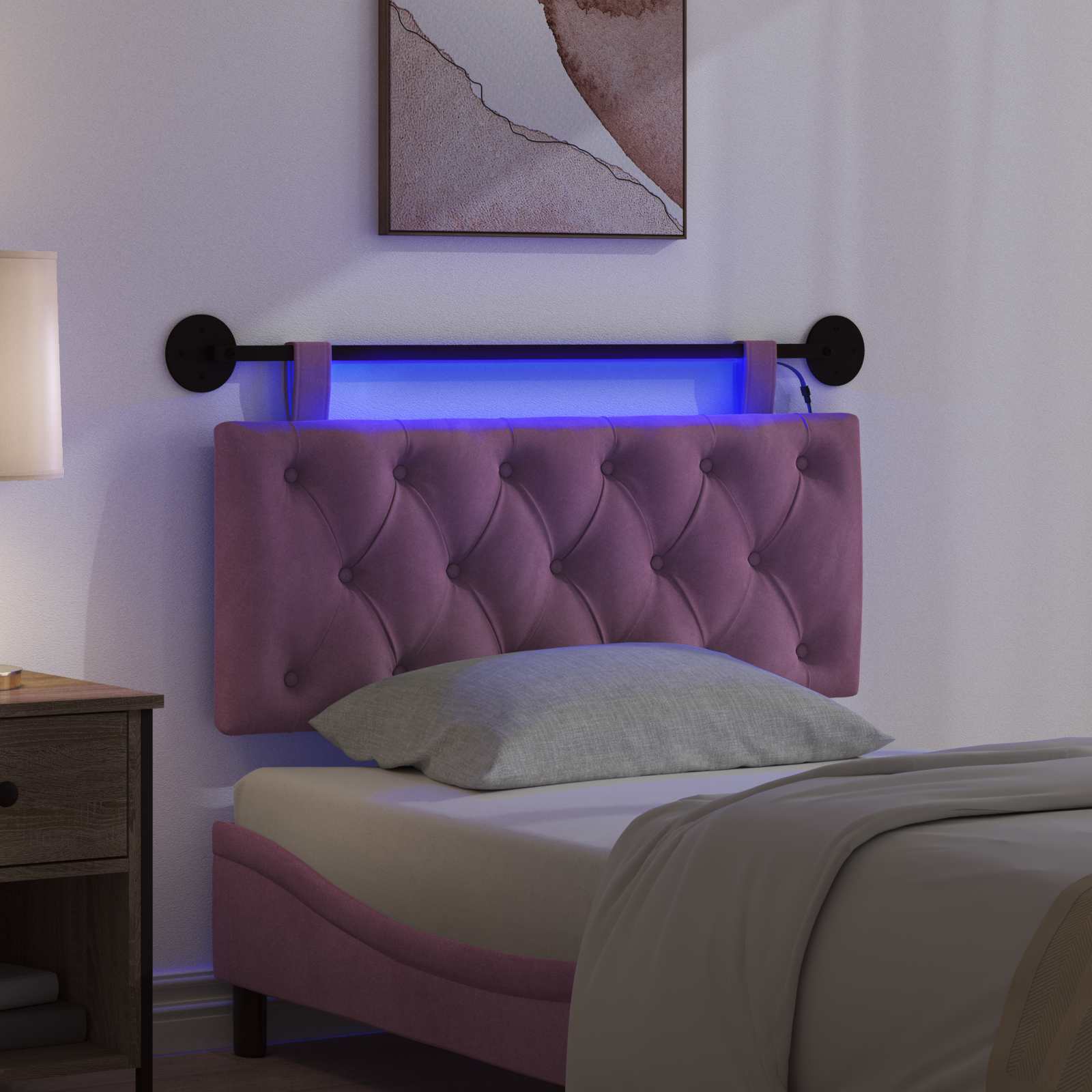 Tête de lit suspendue Avec lumière LED Pourpre Velours - XIOS