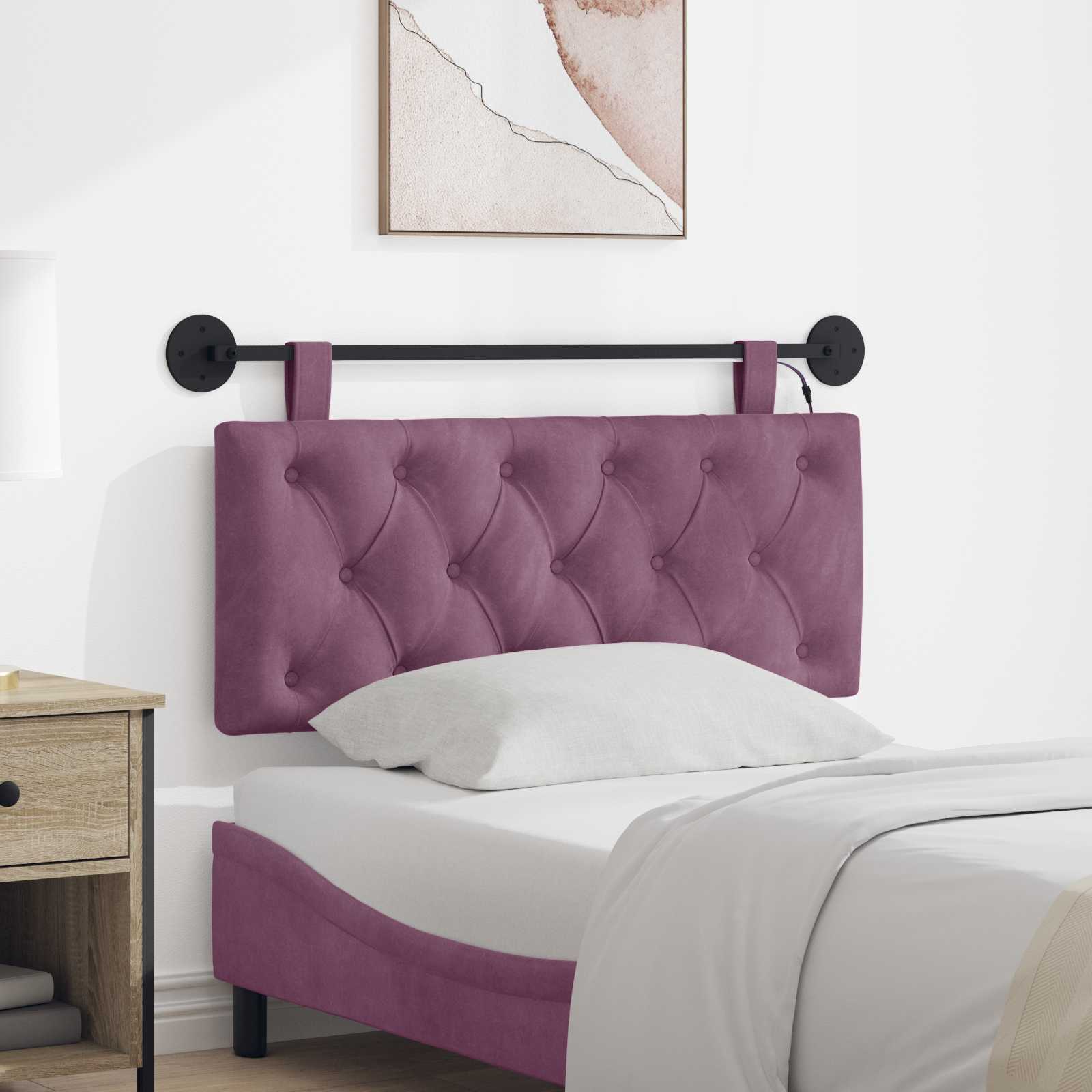 Tête de lit suspendue Avec lumière LED Pourpre Velours - XIOS