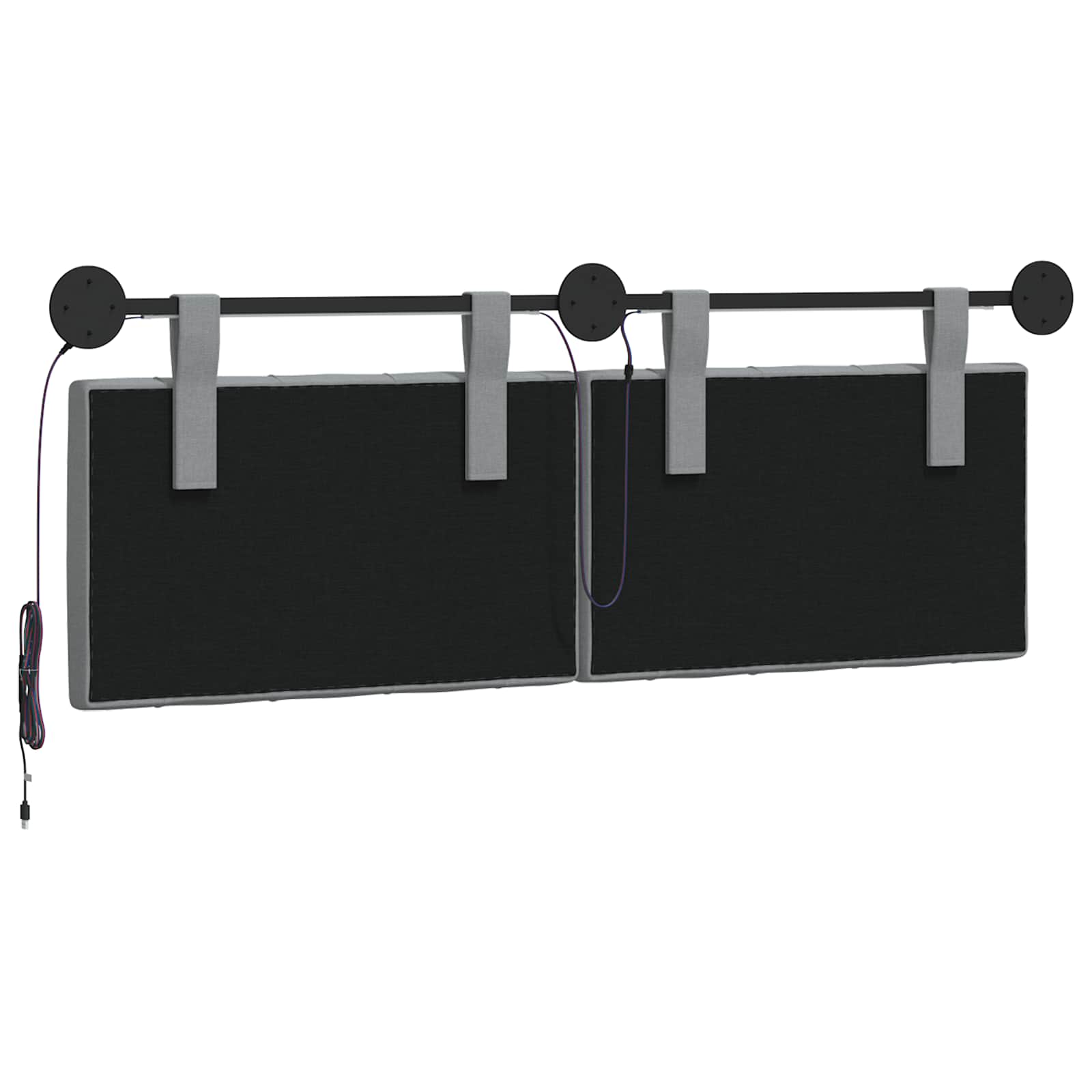 Tête de lit suspendue Avec lumière LED Gris clair Tissu - XIOS