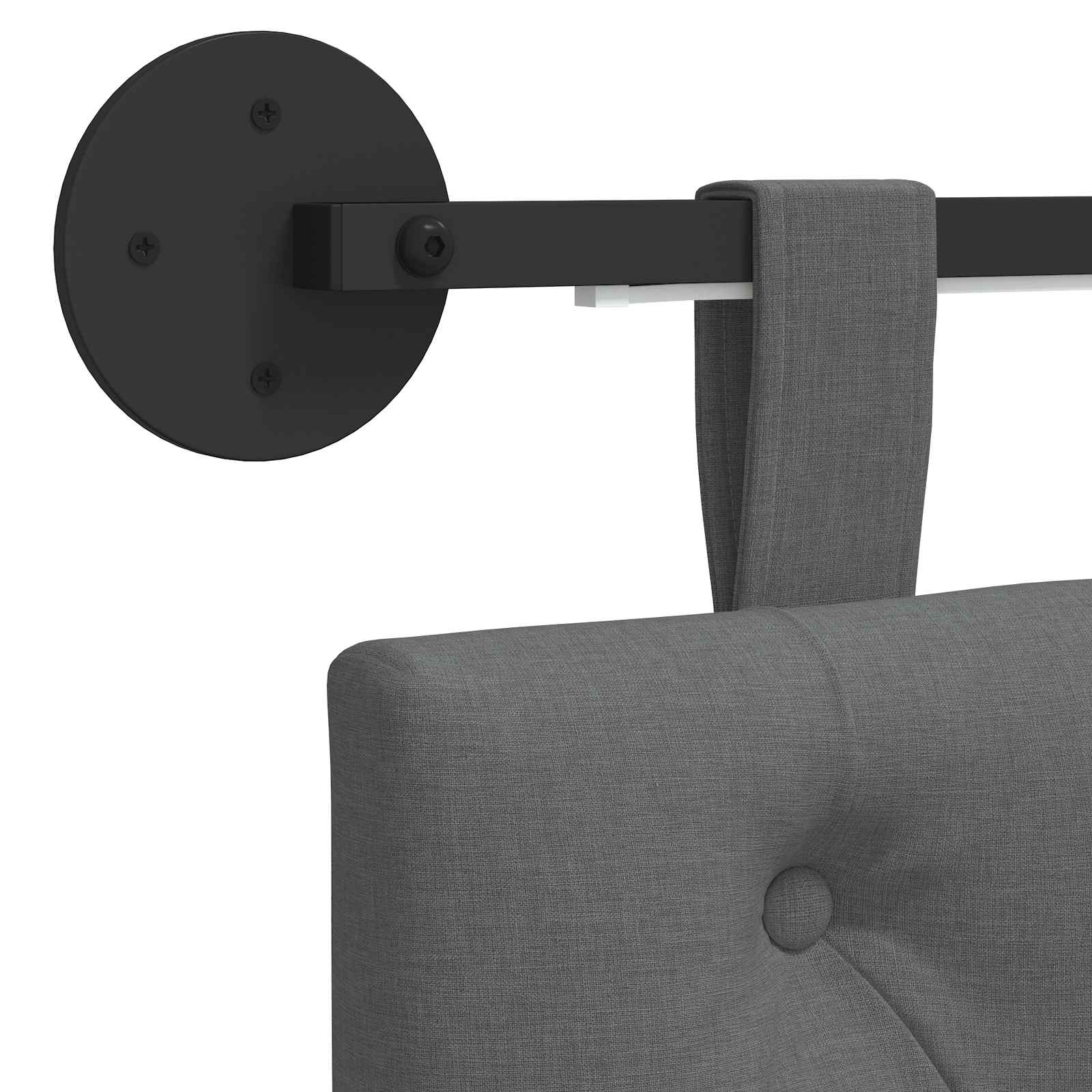 Tête de lit suspendue Avec lumière LED Gris foncé Tissu - XIOS