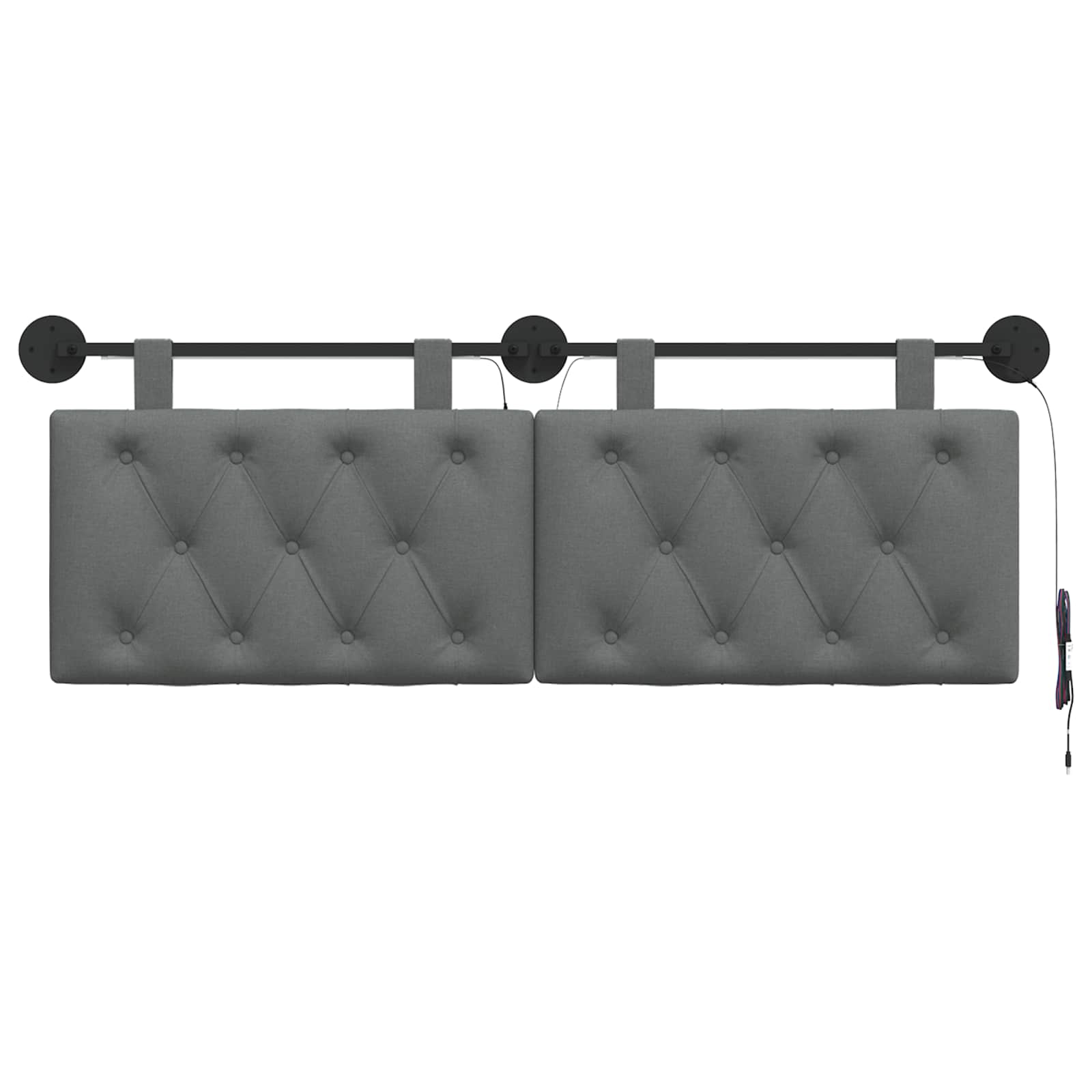 Tête de lit suspendue Avec lumière LED Gris foncé Tissu - XIOS