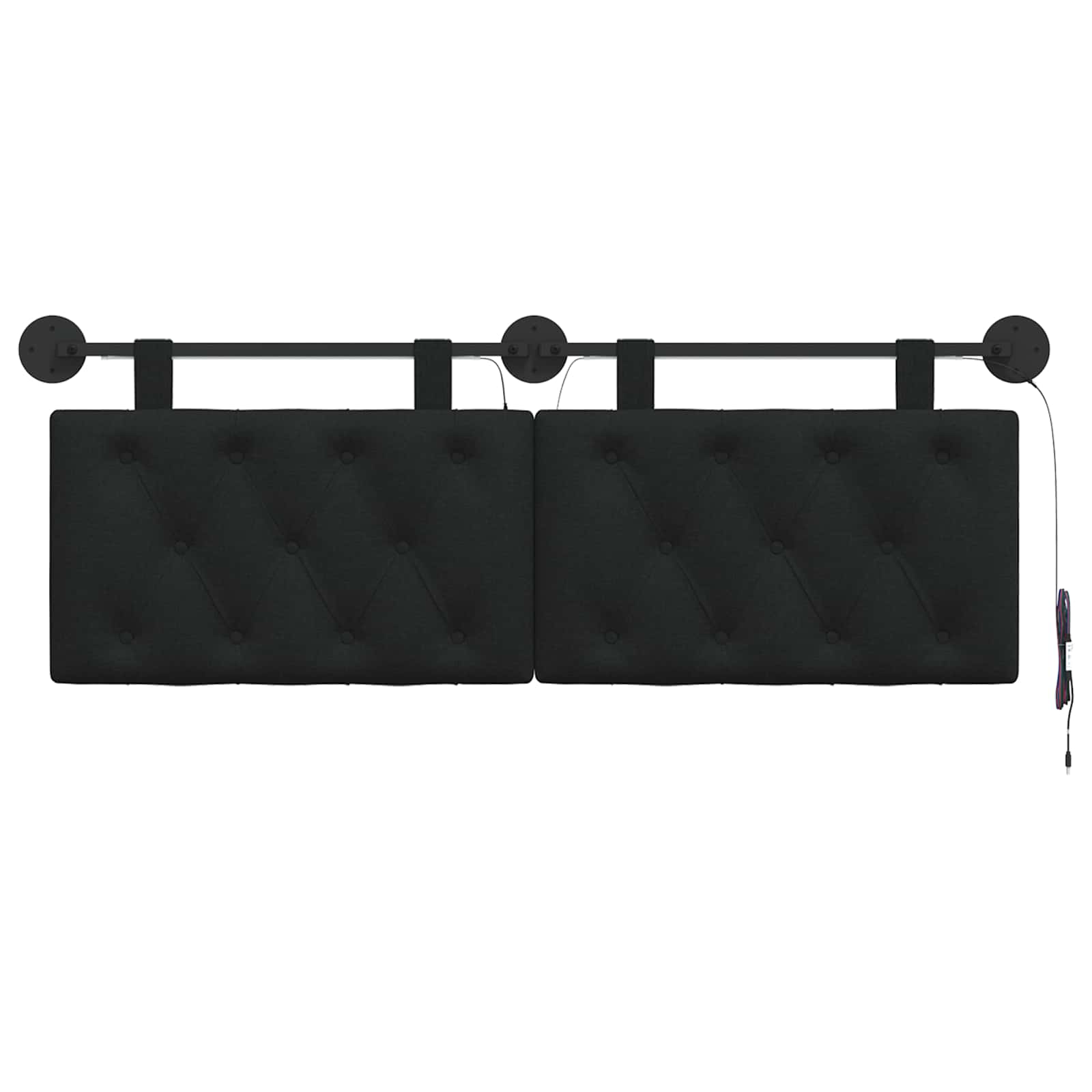 Tête de lit suspendue Avec lumière LED Noir Tissu - XIOS