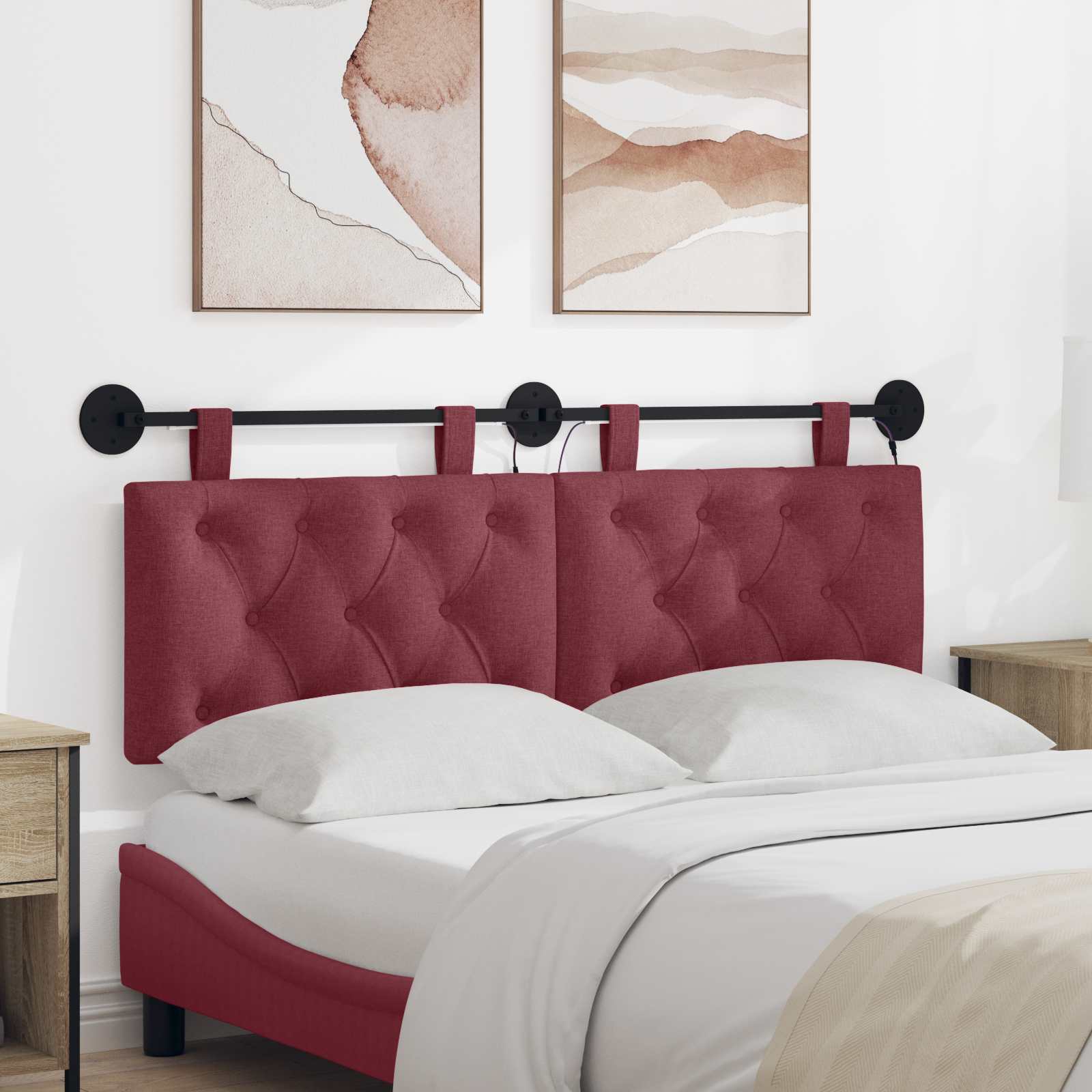 Tête de lit suspendue Avec lumière LED Bordeaux Tissu - XIOS