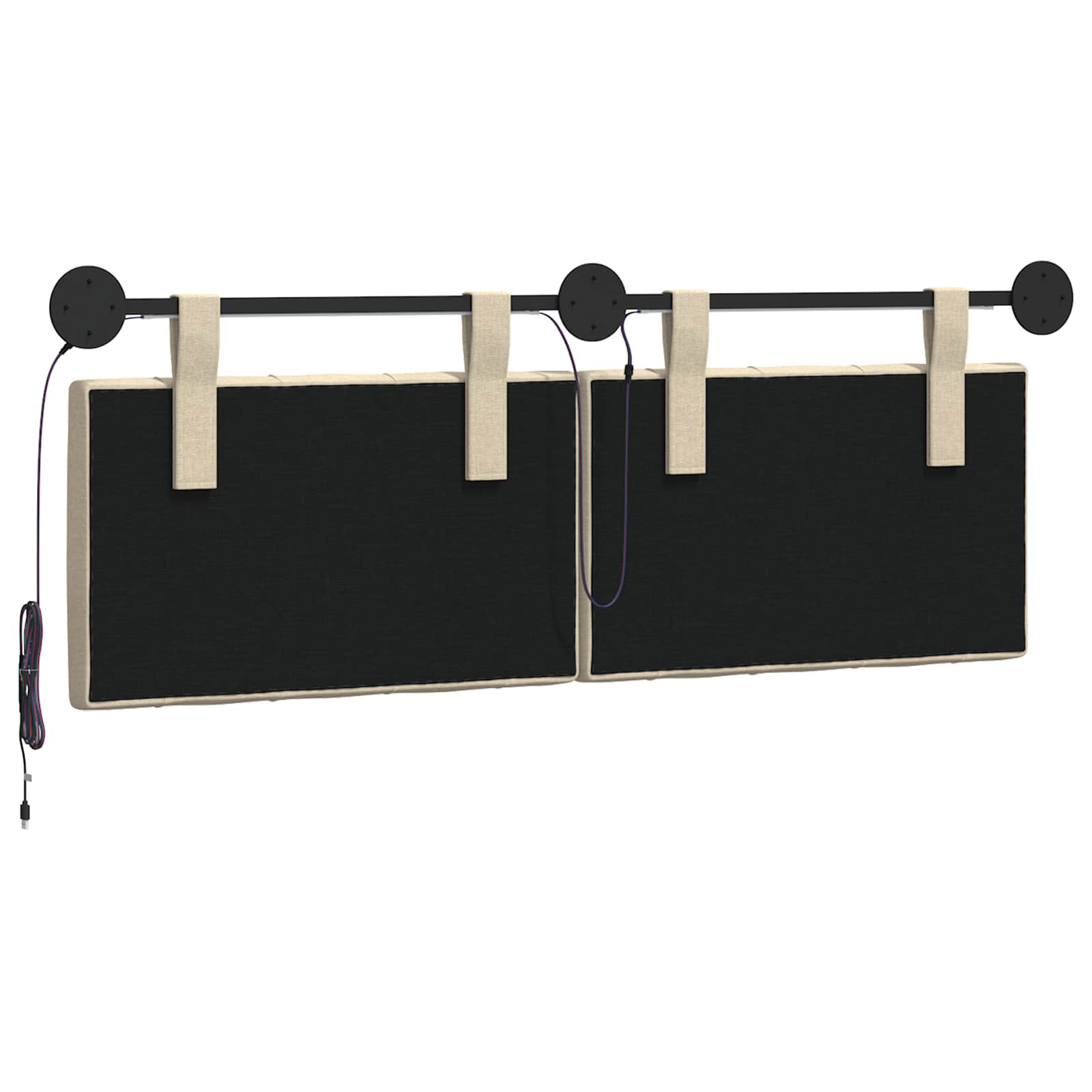 Tête de lit suspendue Avec lumière LED Crème Tissu - XIOS