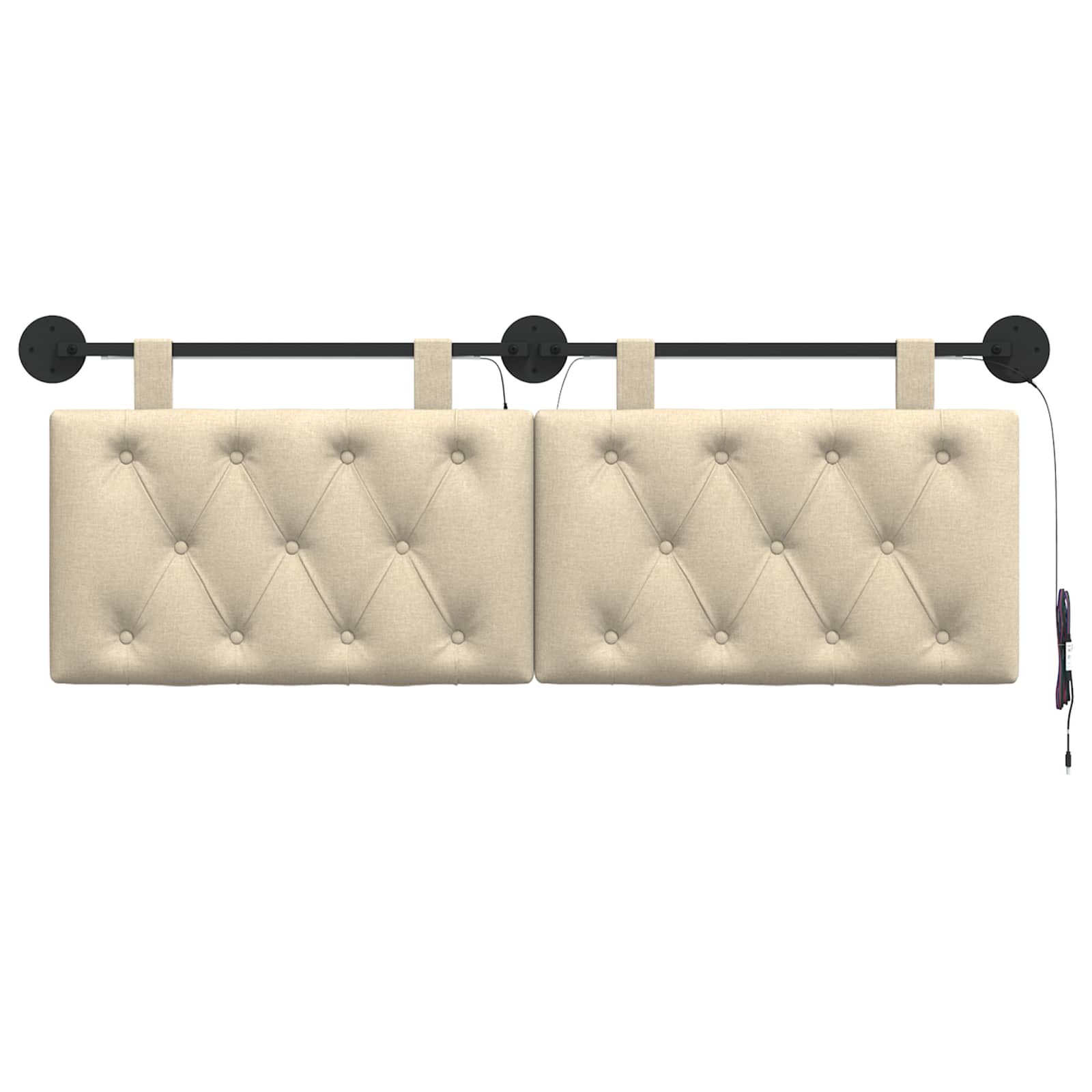 Tête de lit suspendue Avec lumière LED Crème Tissu - XIOS