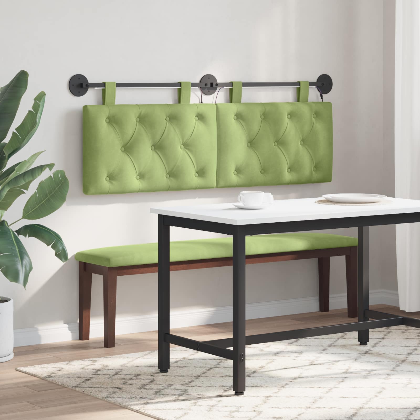 Tête de lit suspendue Avec lumière LED Vert clair Velours - XIOS