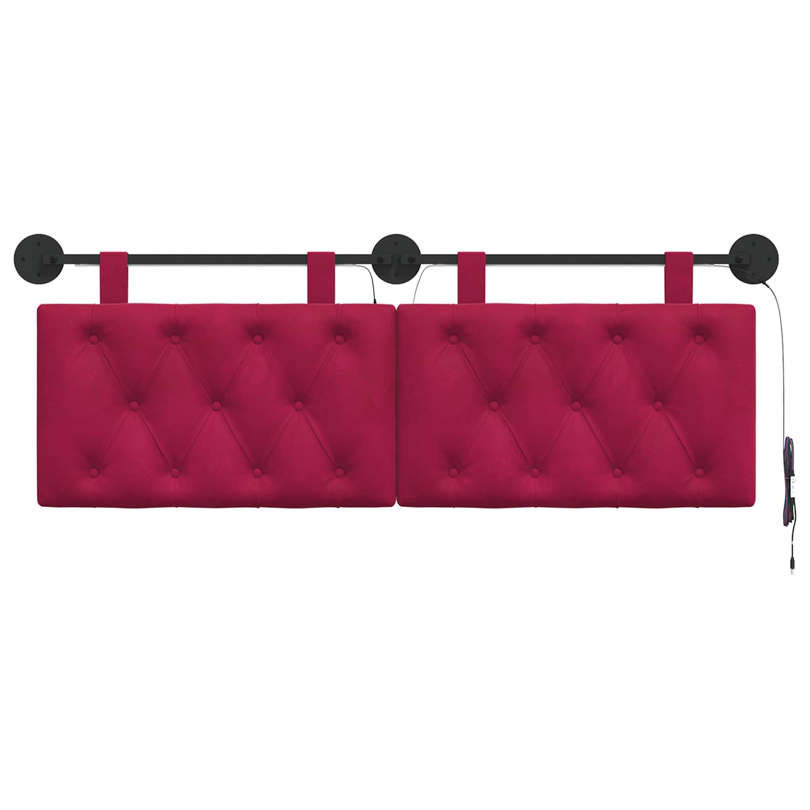 Tête de lit suspendue Avec lumière LED Bordeaux Velours - XIOS