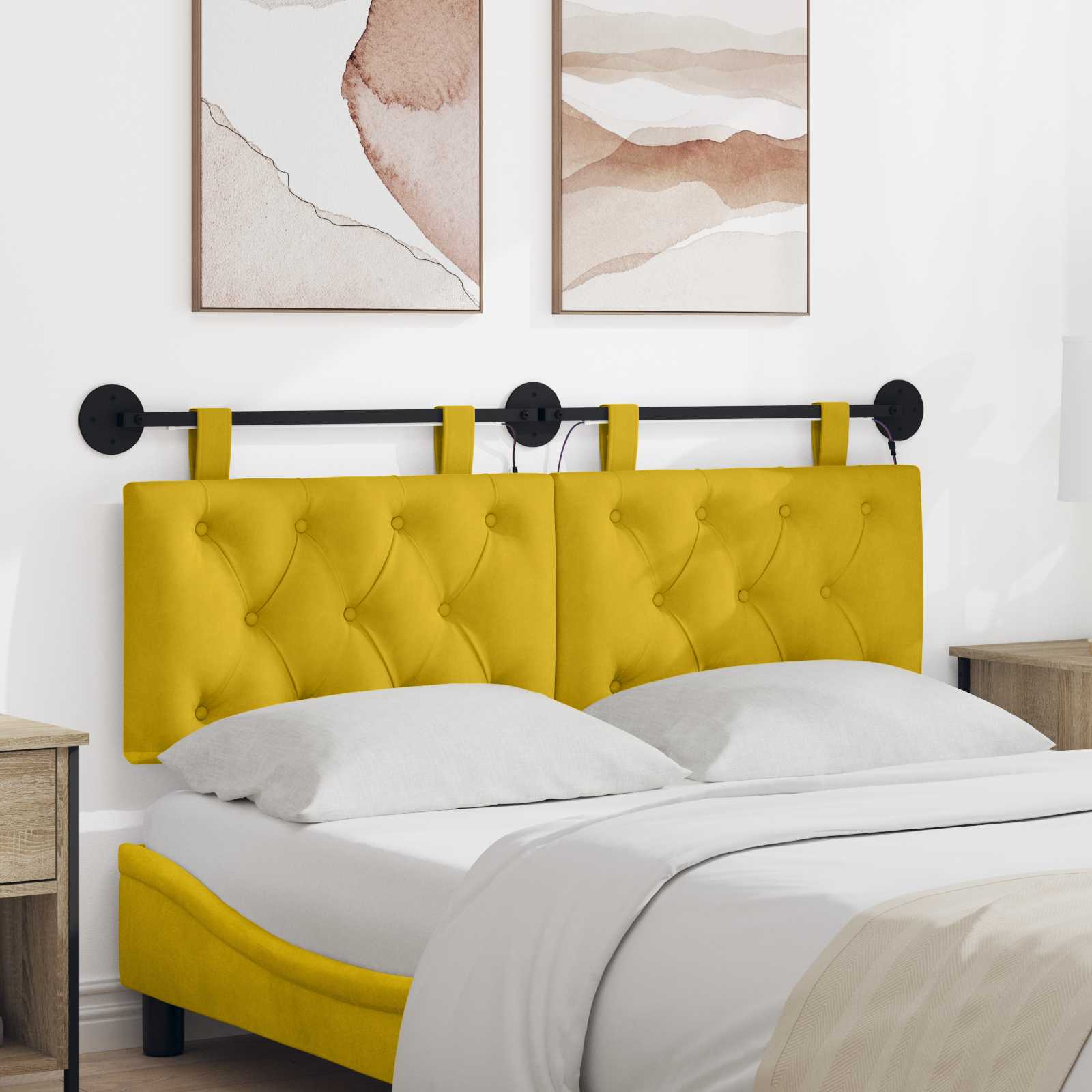 Tête de lit suspendue Avec lumière LED Jaune Velours - XIOS
