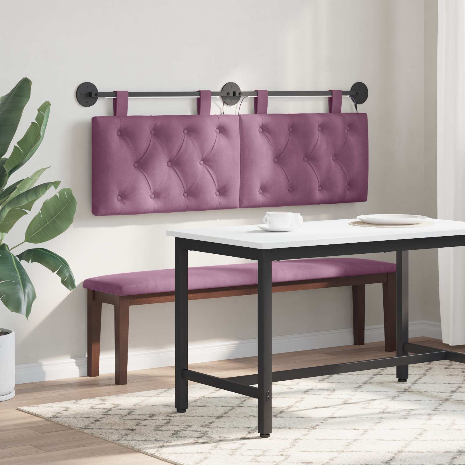 Tête de lit suspendue Avec lumière LED Pourpre Velours - XIOS