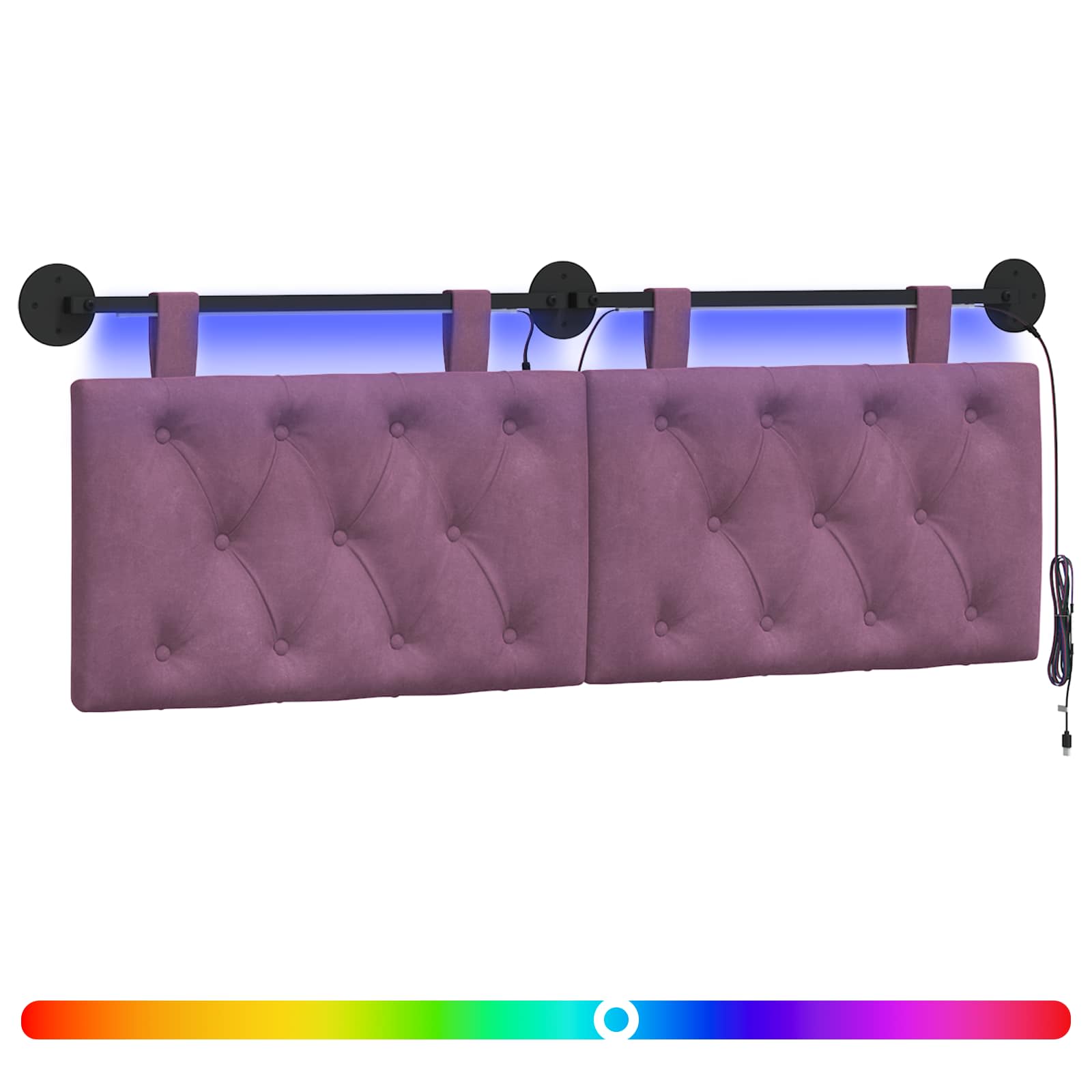 Tête de lit suspendue Avec lumière LED Pourpre Velours - XIOS
