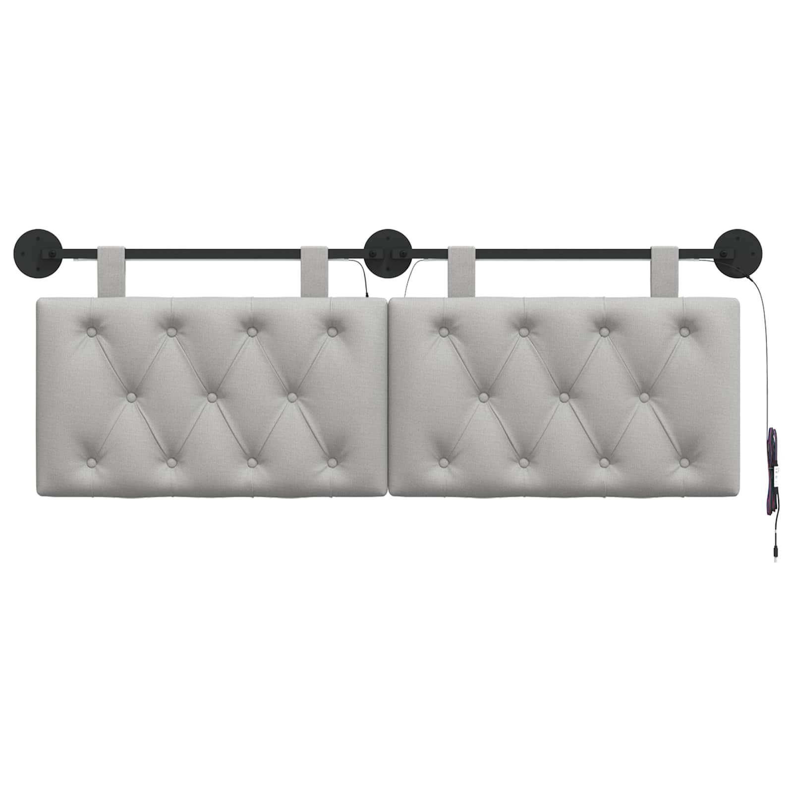 Tête de lit suspendue Avec lumière LED Gris nuage Tissu - XIOS