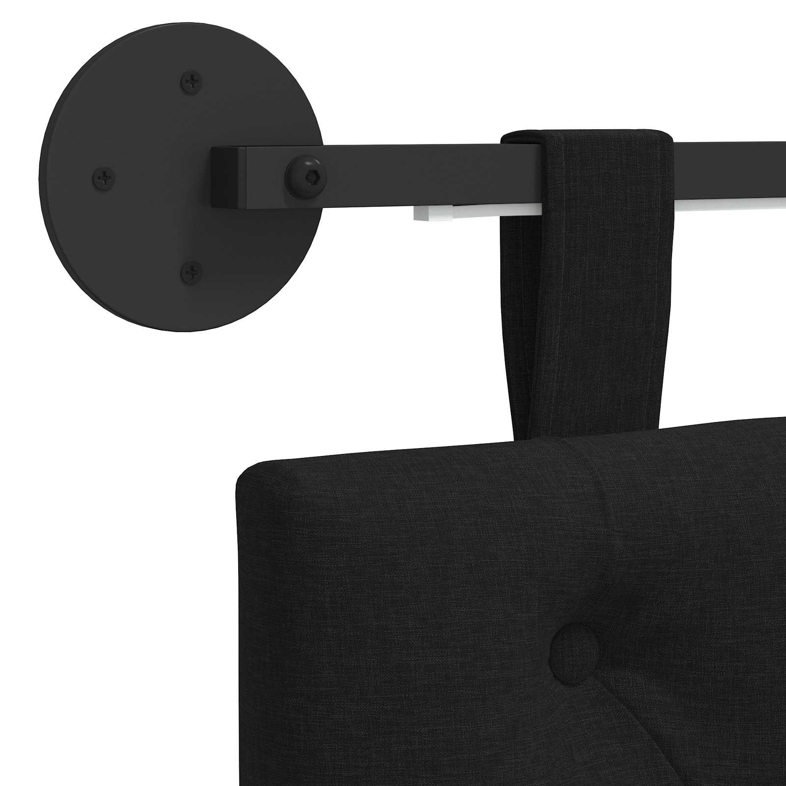 Tête de lit suspendue Avec lumière LED Noir Tissu - XIOS