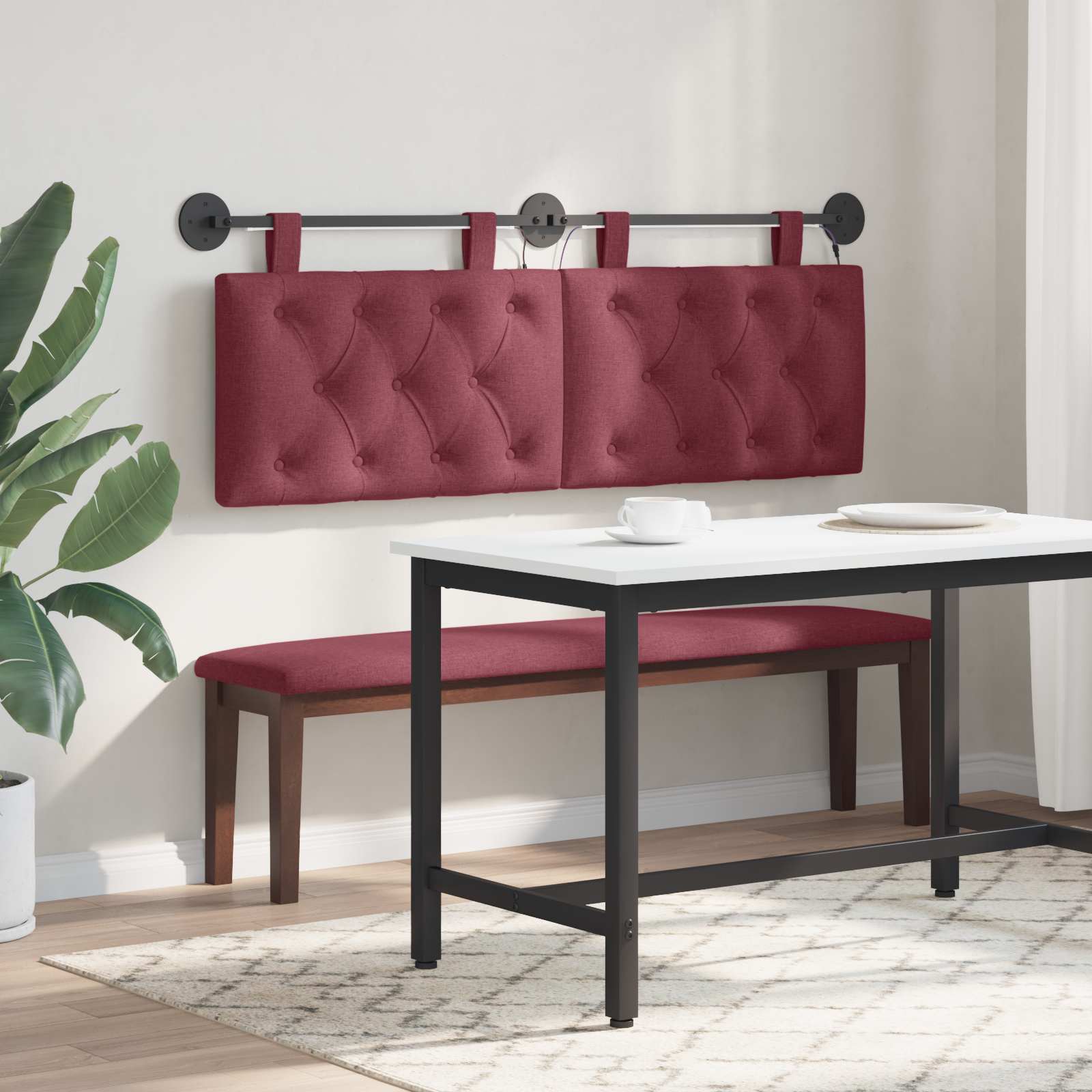 Tête de lit suspendue Avec lumière LED Bordeaux Tissu - XIOS