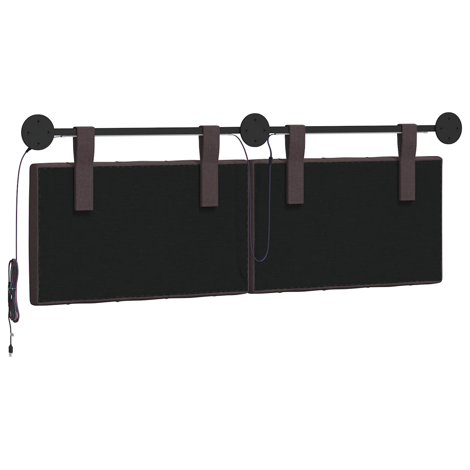 Tête de lit suspendue Avec lumière LED Marron foncé Tissu - XIOS
