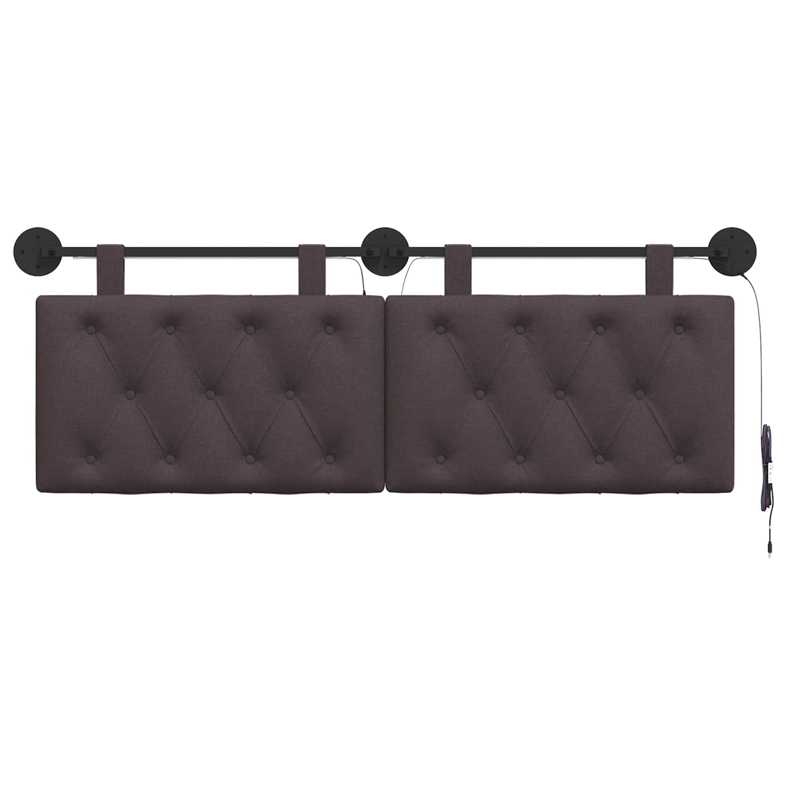 Tête de lit suspendue Avec lumière LED Marron foncé Tissu - XIOS