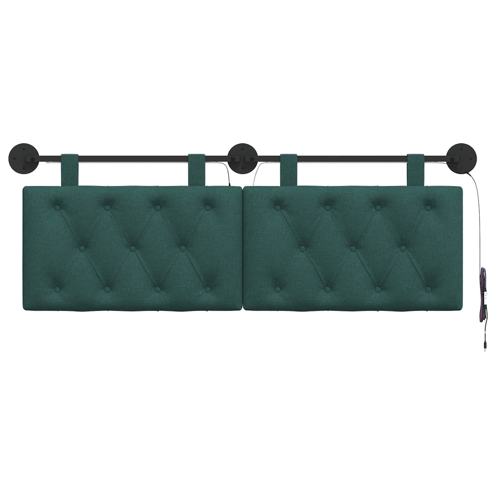 Tête de lit suspendue Avec lumière LED Vert foncé Tissu - XIOS