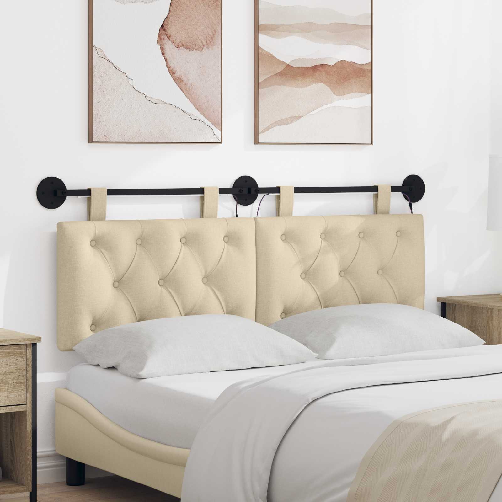 Tête de lit suspendue Avec lumière LED Crème Tissu - XIOS
