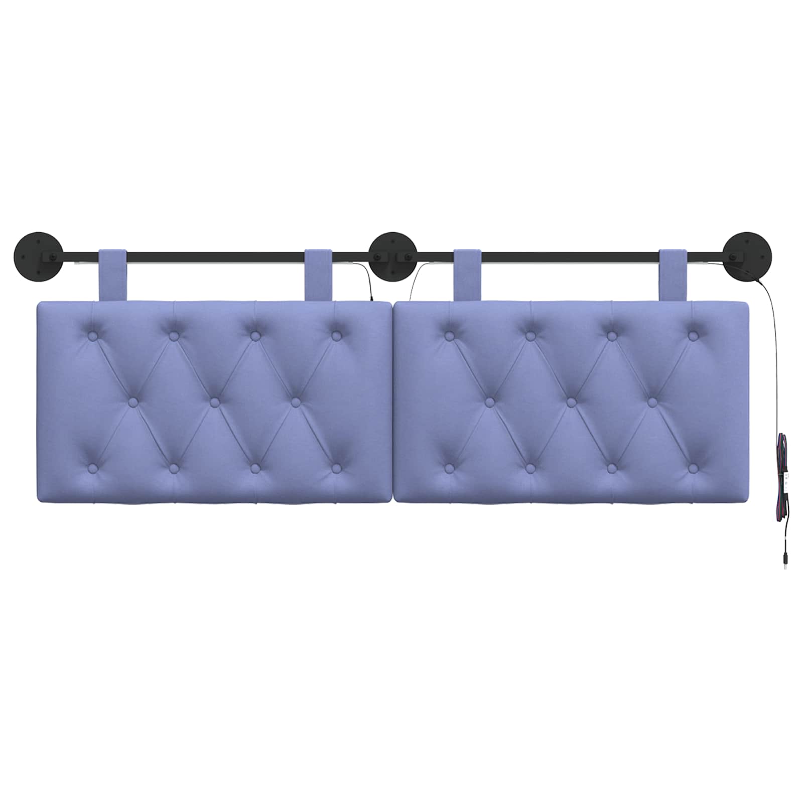 Tête de lit suspendue Avec lumière LED Bleu denim Tissu - XIOS