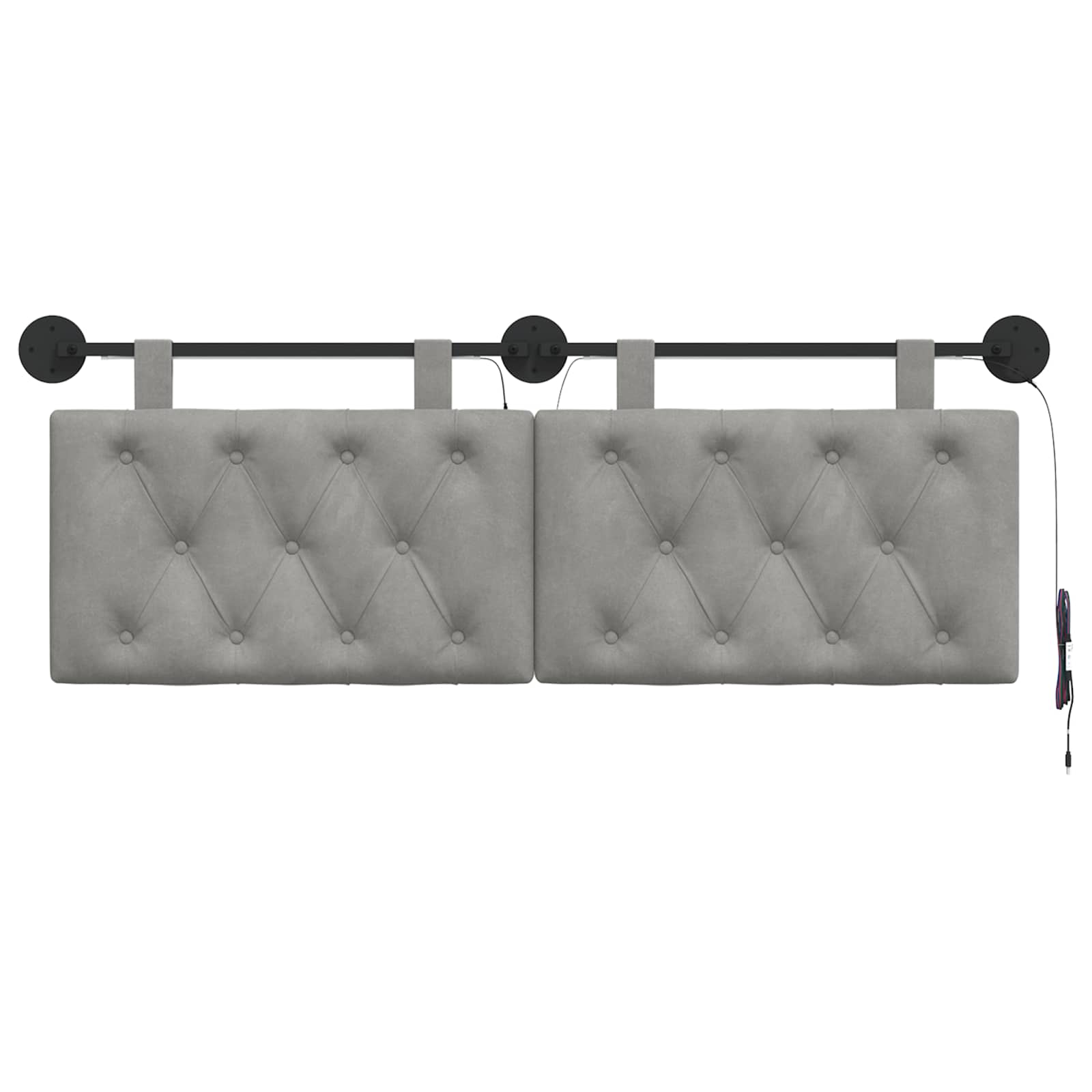 Tête de lit suspendue Avec lumière LED Gris clair Velours - XIOS
