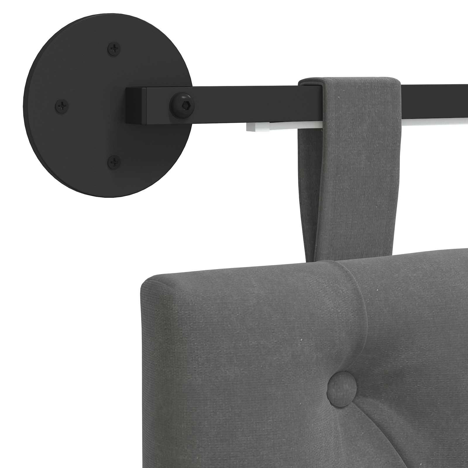 Tête de lit suspendue Avec lumière LED Gris foncé Velours - XIOS
