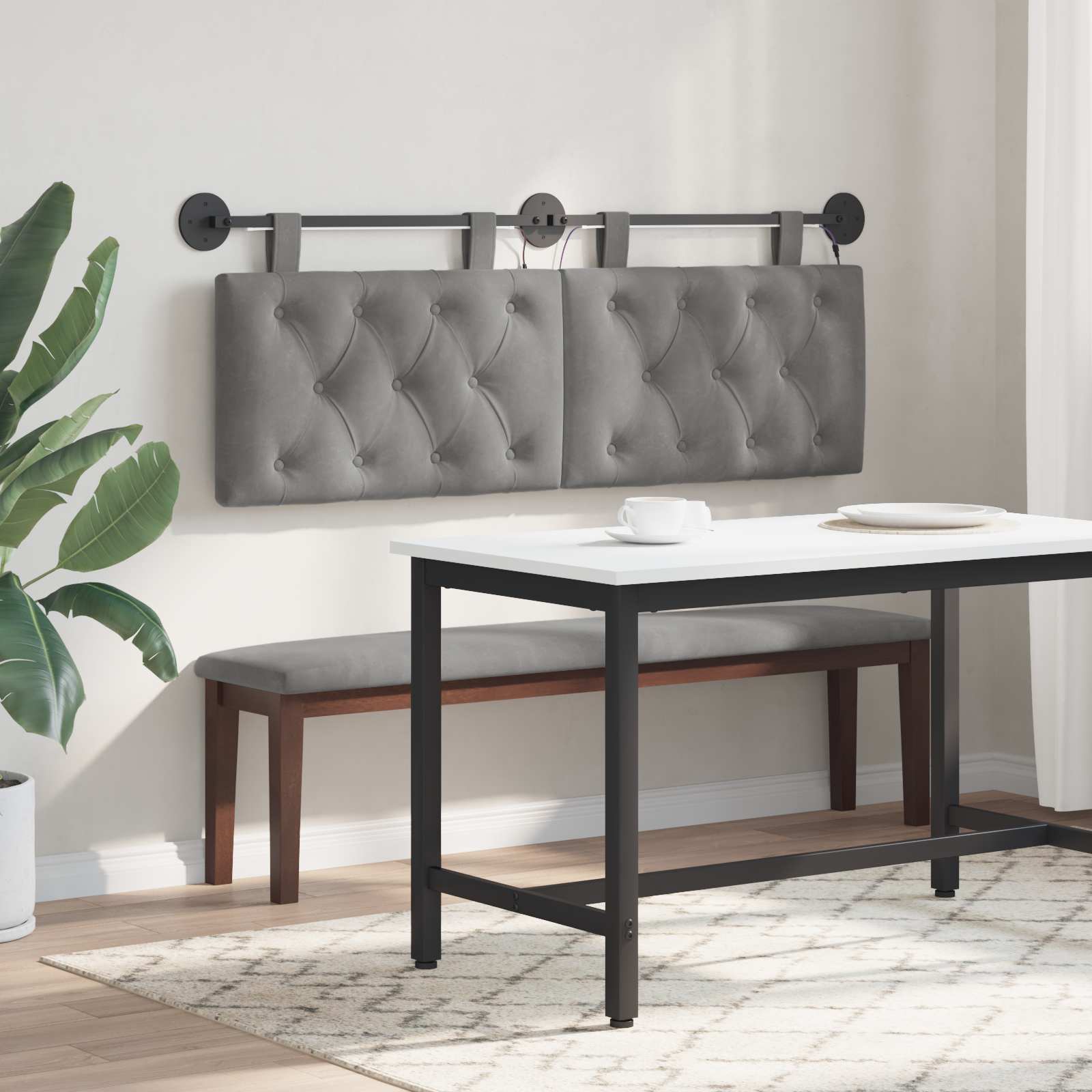 Tête de lit suspendue Avec lumière LED Gris foncé Velours - XIOS