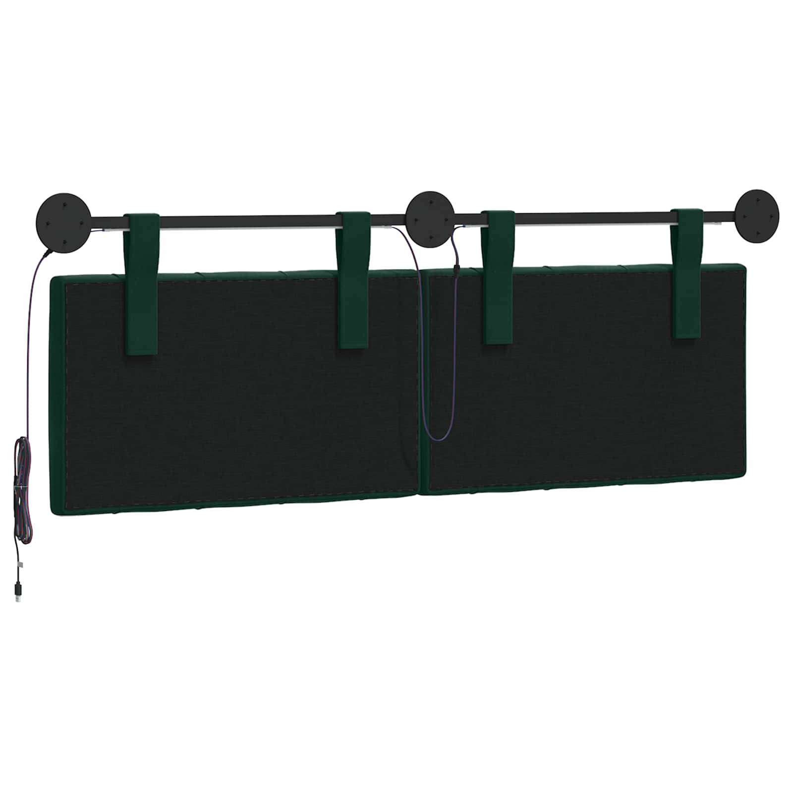 Tête de lit suspendue Avec lumière LED Vert foncé Velours - XIOS