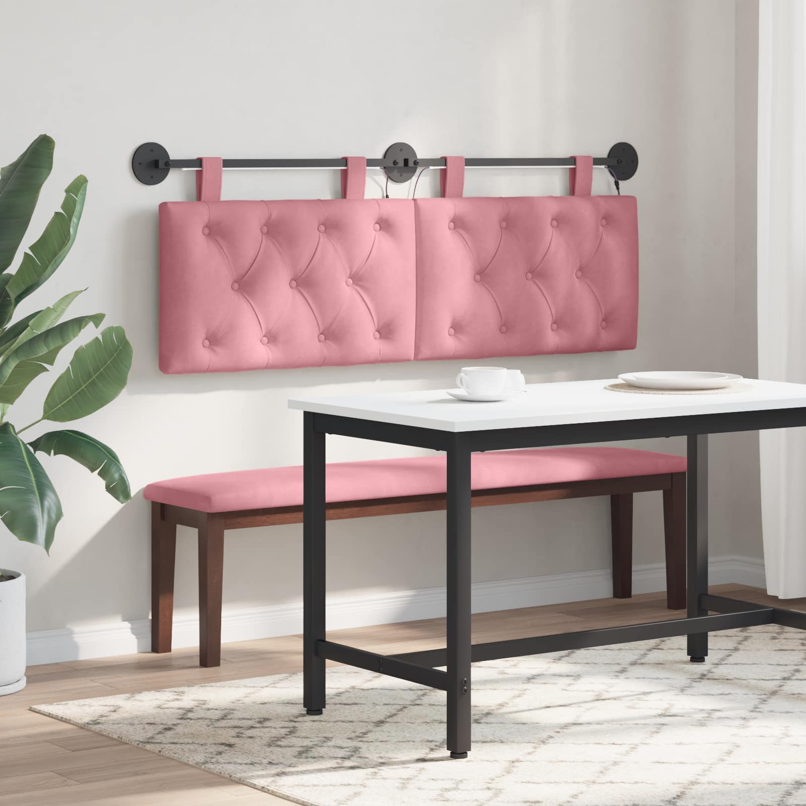 Tête de lit suspendue Avec lumière LED Rose Velours - XIOS