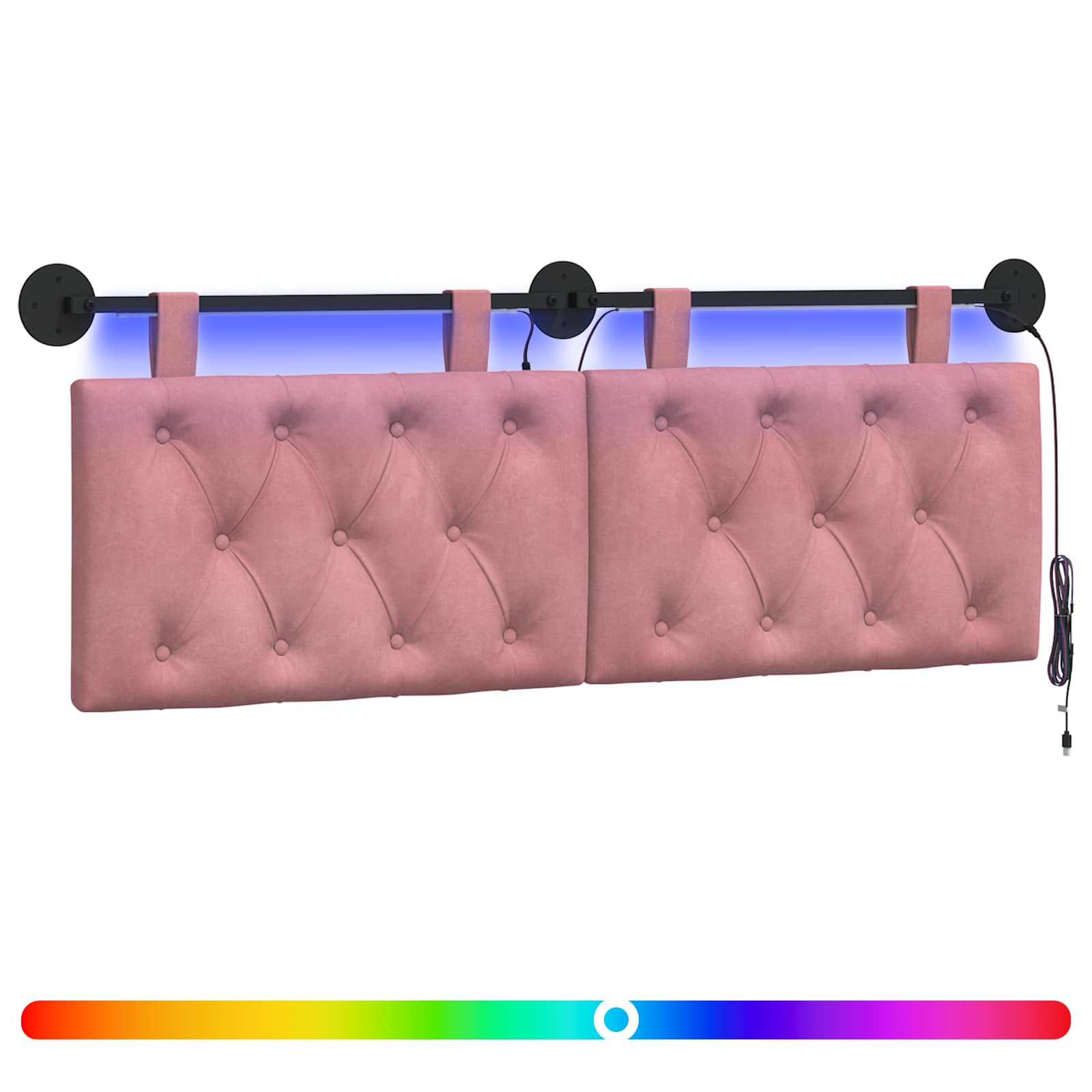 Tête de lit suspendue Avec lumière LED Rose Velours - XIOS