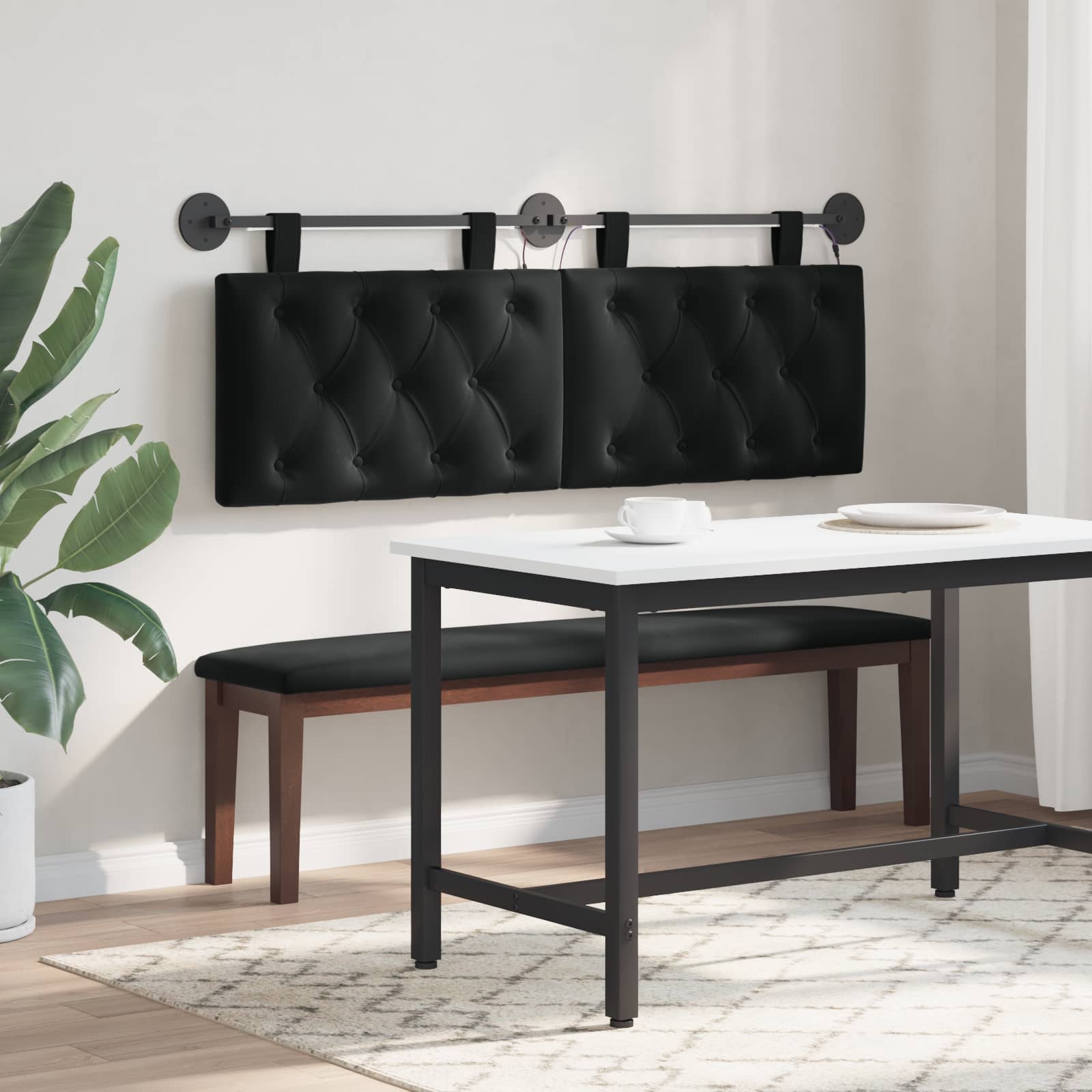 Tête de lit suspendue Avec lumière LED Noir Velours - XIOS