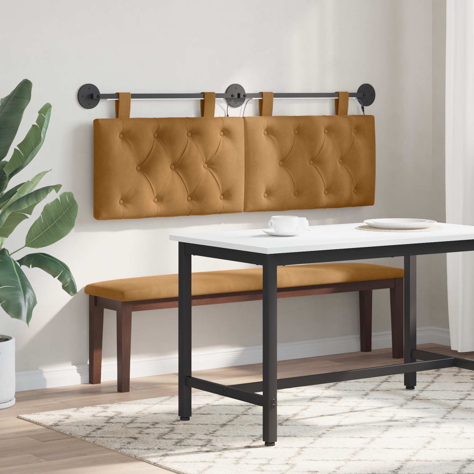 Tête de lit suspendue Avec lumière LED Marron Velours - XIOS