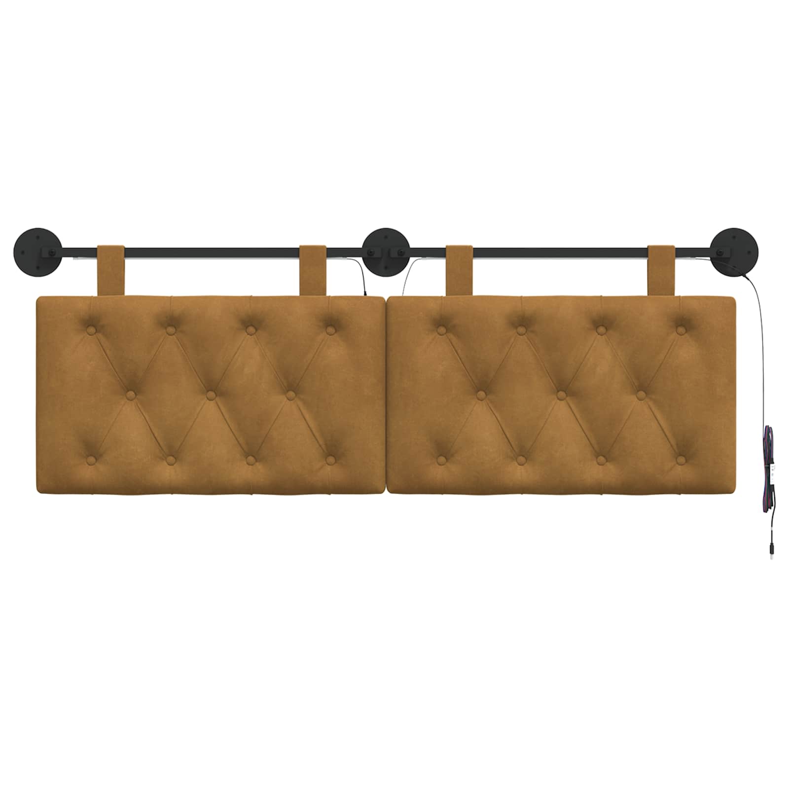 Tête de lit suspendue Avec lumière LED Marron Velours - XIOS