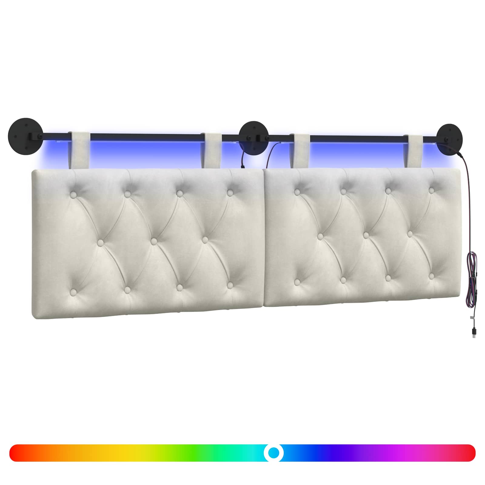 Tête de lit suspendue Avec lumière LED Crème Velours - XIOS