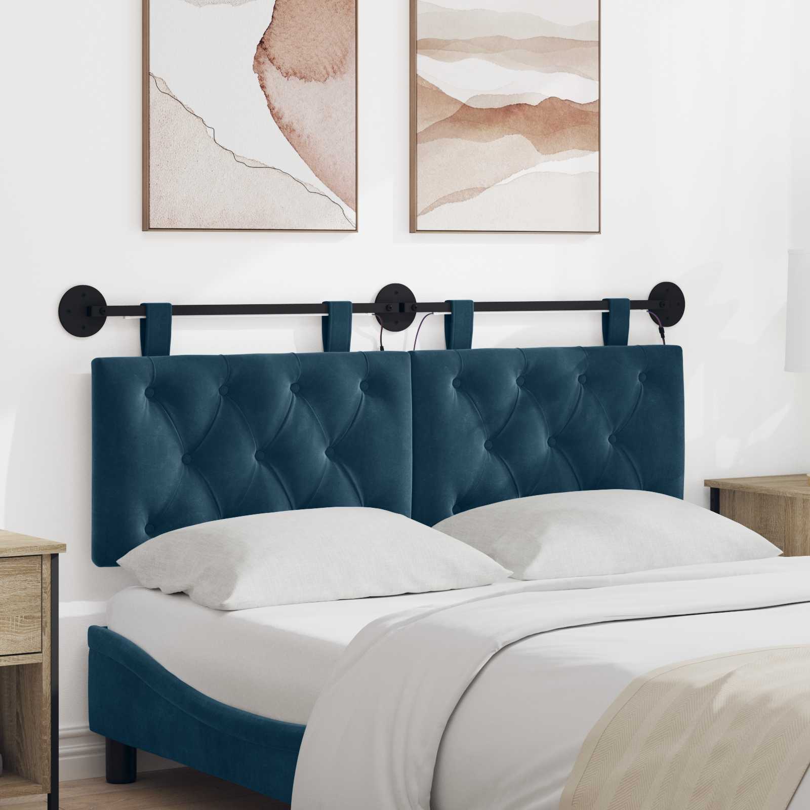 Tête de lit suspendue Avec lumière LED Bleu Velours - XIOS