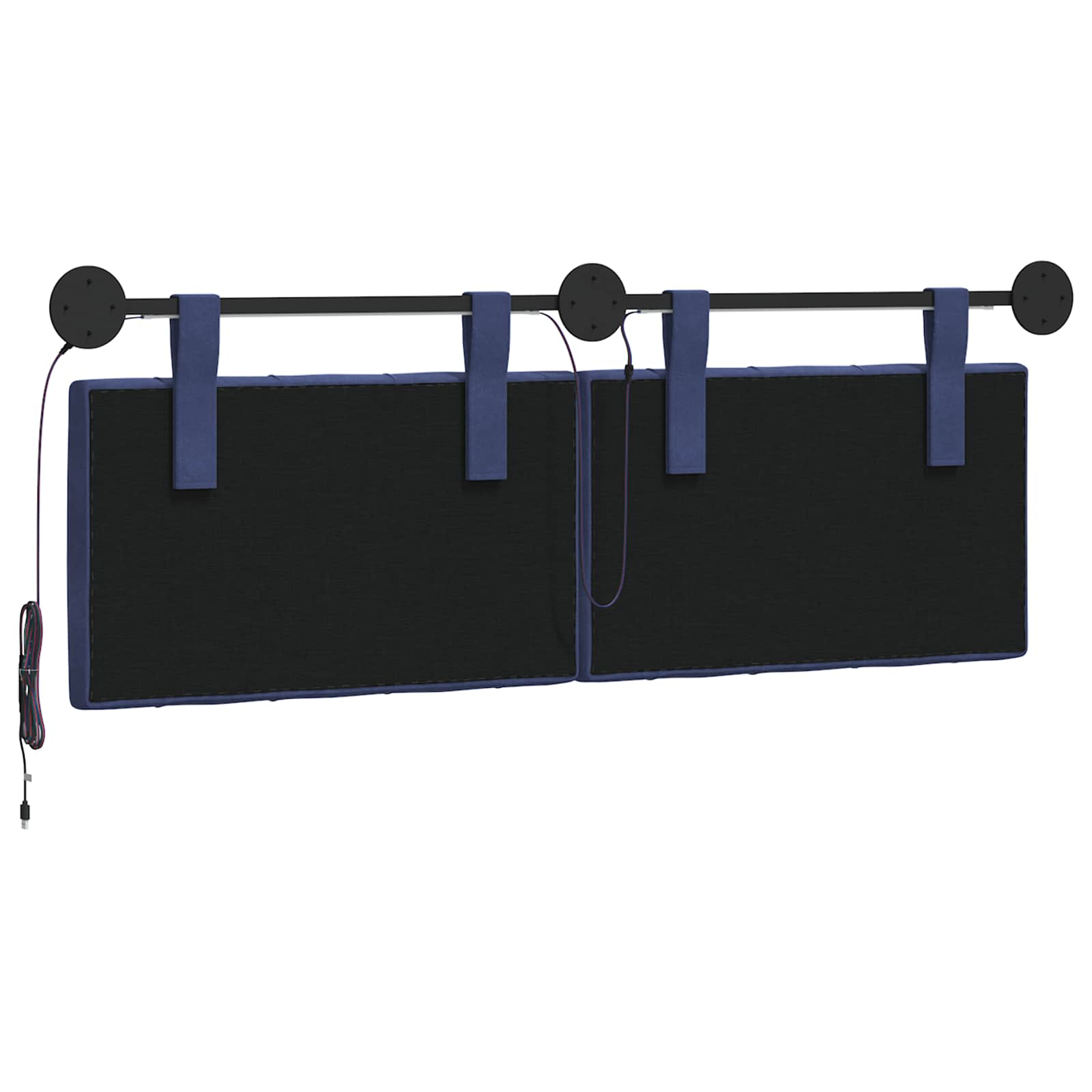 Tête de lit suspendue Avec lumière LED Bleu police Velours - XIOS