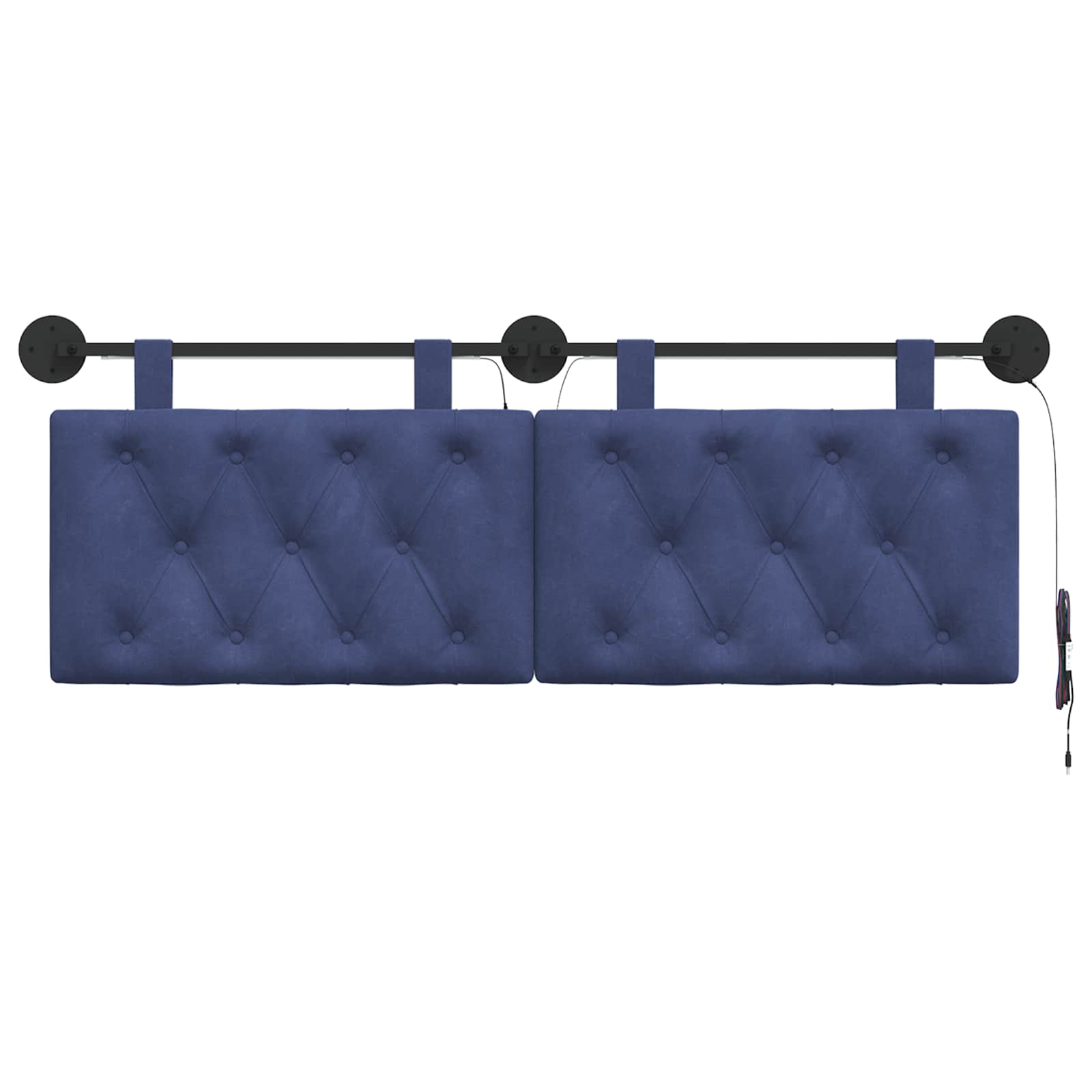 Tête de lit suspendue Avec lumière LED Bleu police Velours - XIOS