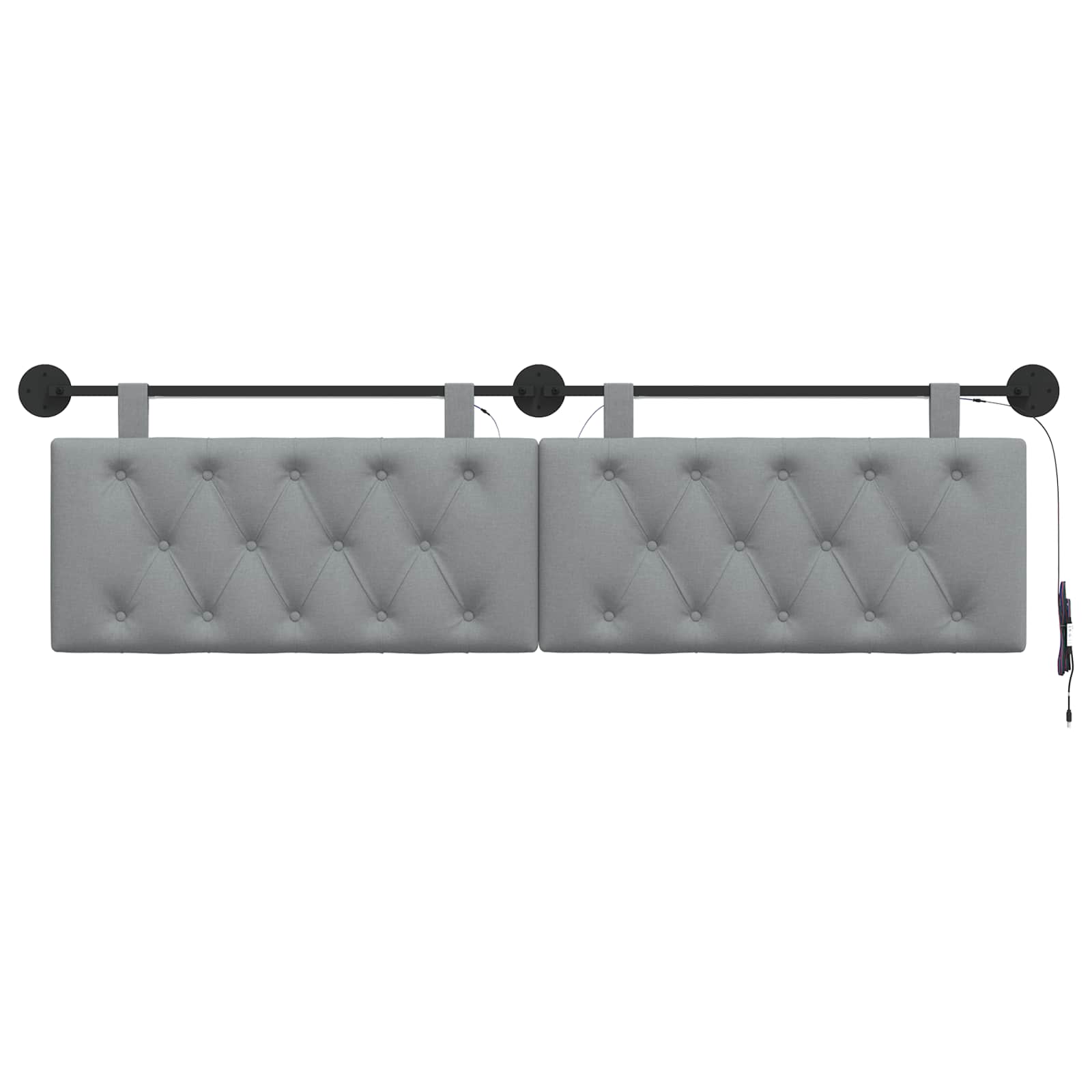 Tête de lit suspendue Avec lumière LED Gris clair Tissu - XIOS