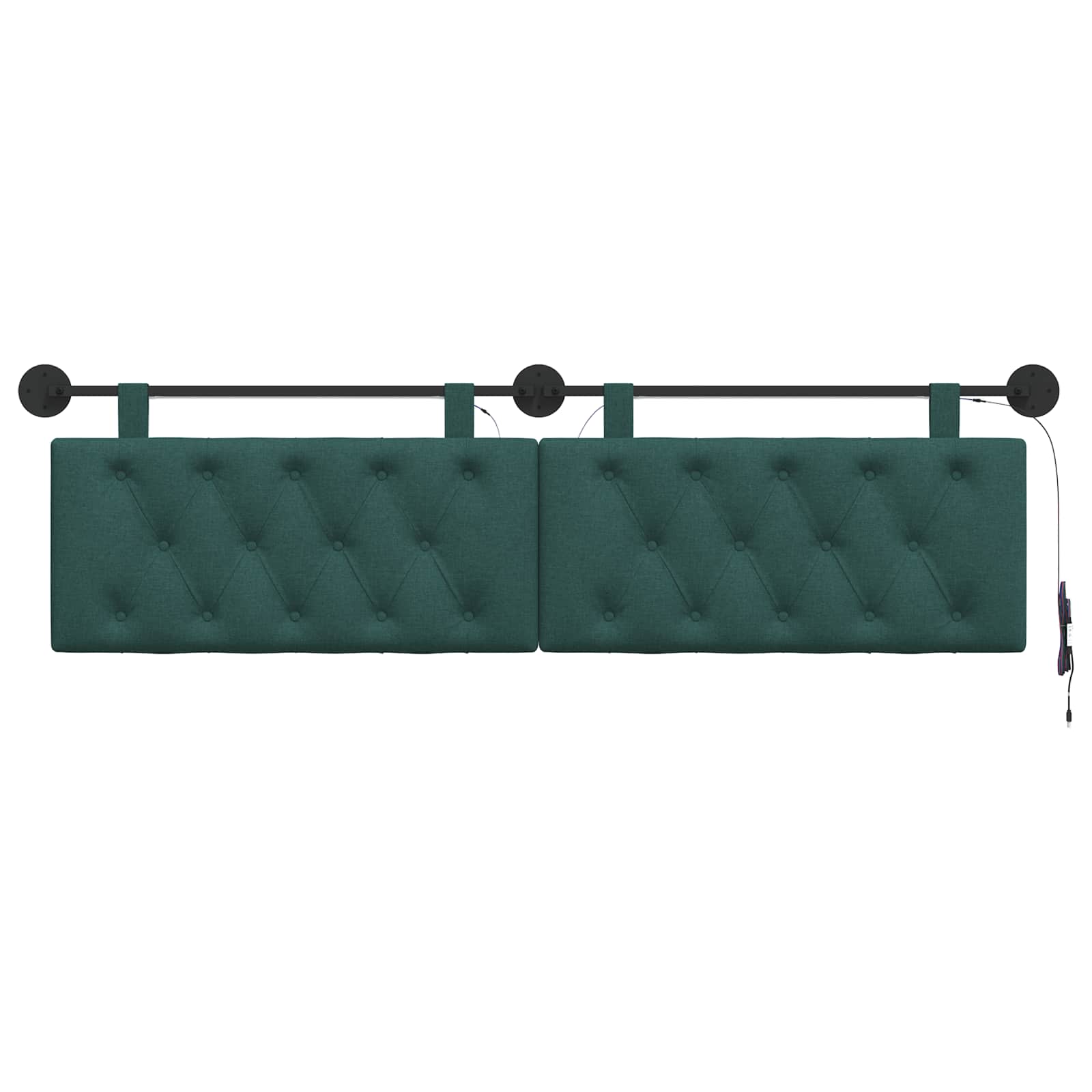 Tête de lit suspendue Avec lumière LED Vert foncé Tissu - XIOS