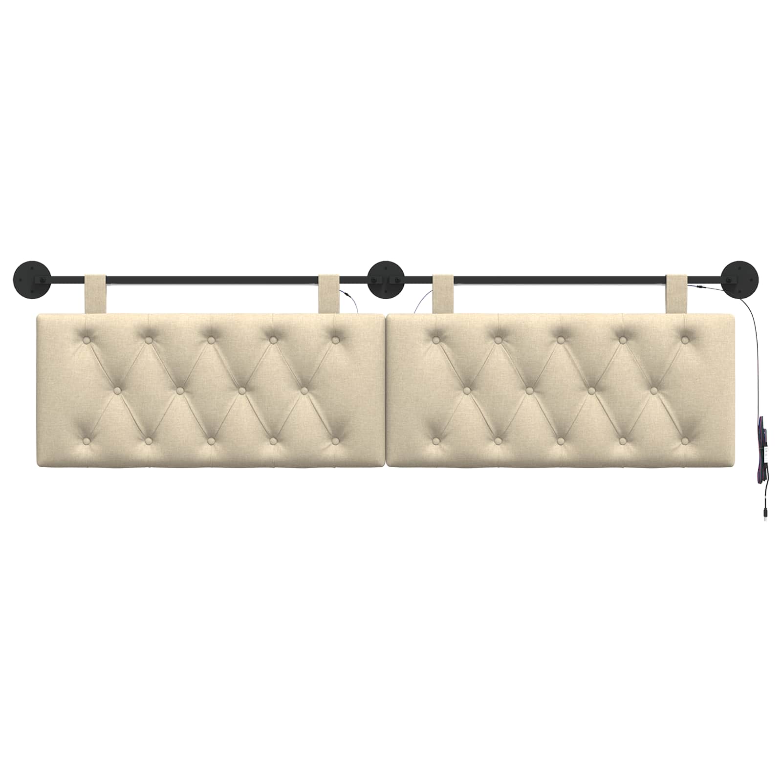 Tête de lit suspendue Avec lumière LED Crème Tissu - XIOS