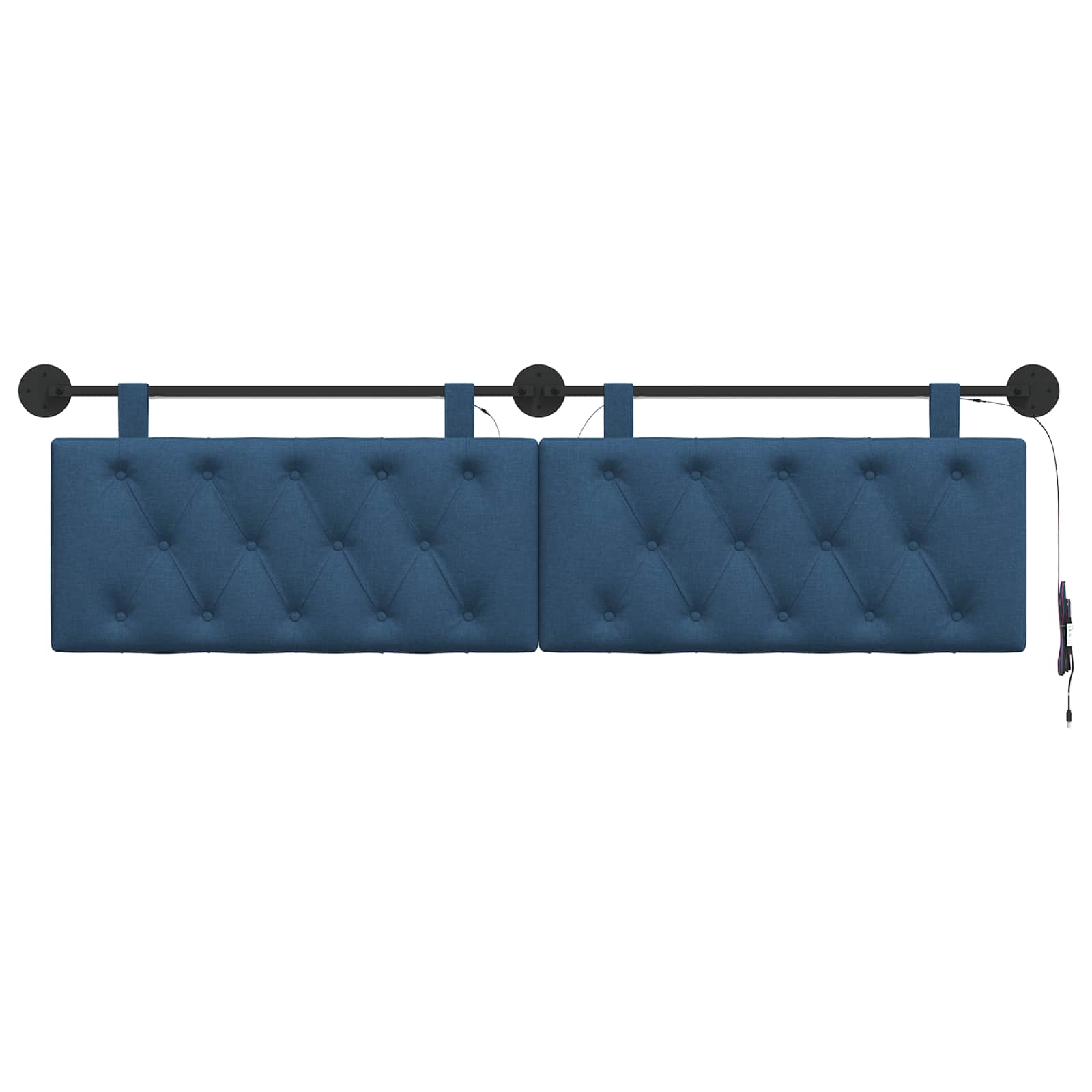 Tête de lit suspendue Avec lumière LED Bleu Tissu - XIOS