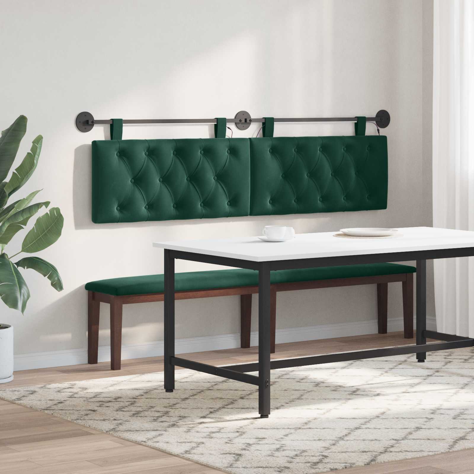 Tête de lit suspendue Avec lumière LED Vert foncé Velours - XIOS