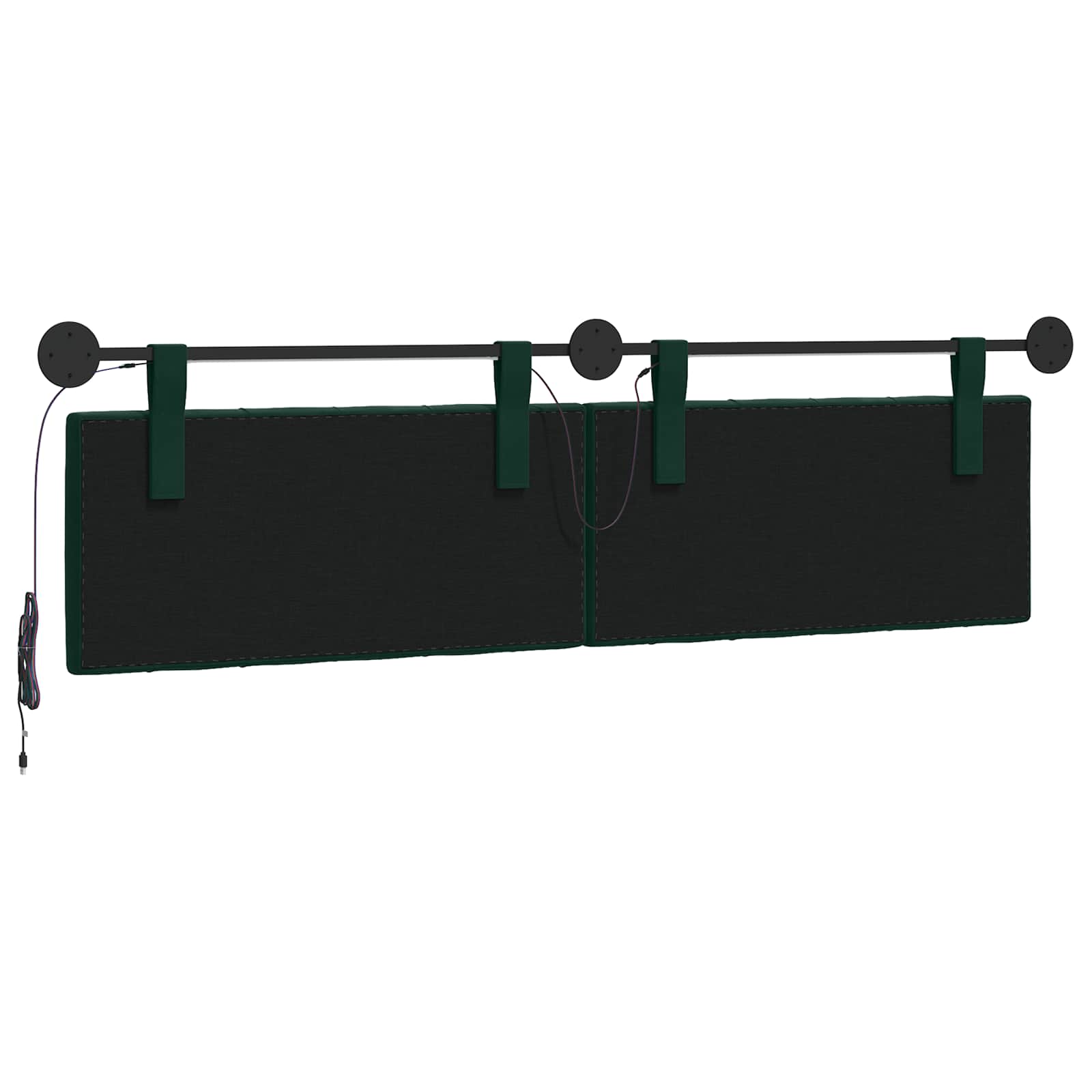 Tête de lit suspendue Avec lumière LED Vert foncé Velours - XIOS